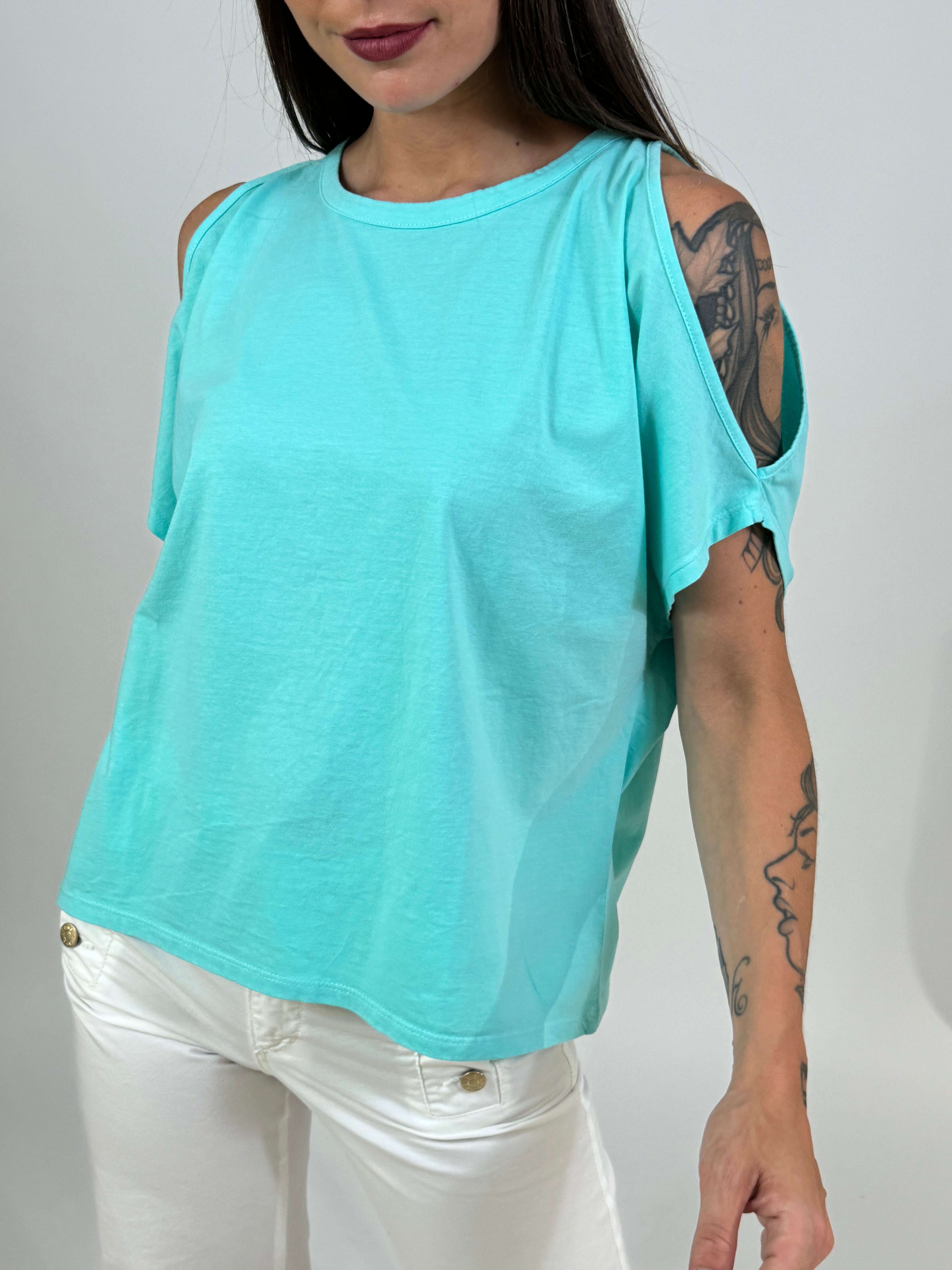 Maglia t-shirt in cotone Kontatto spalle cut-out