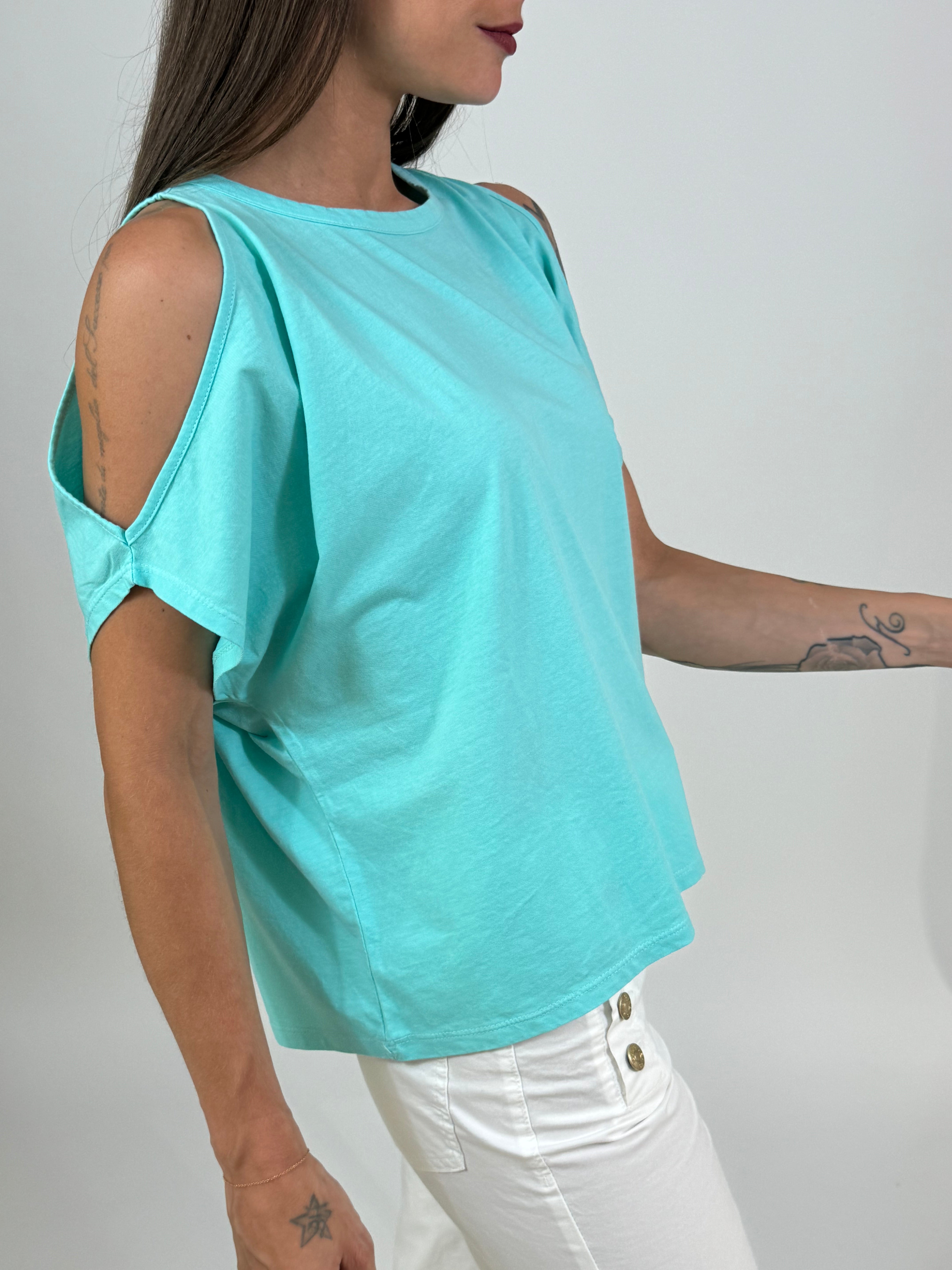 Maglia t-shirt in cotone Kontatto spalle cut-out