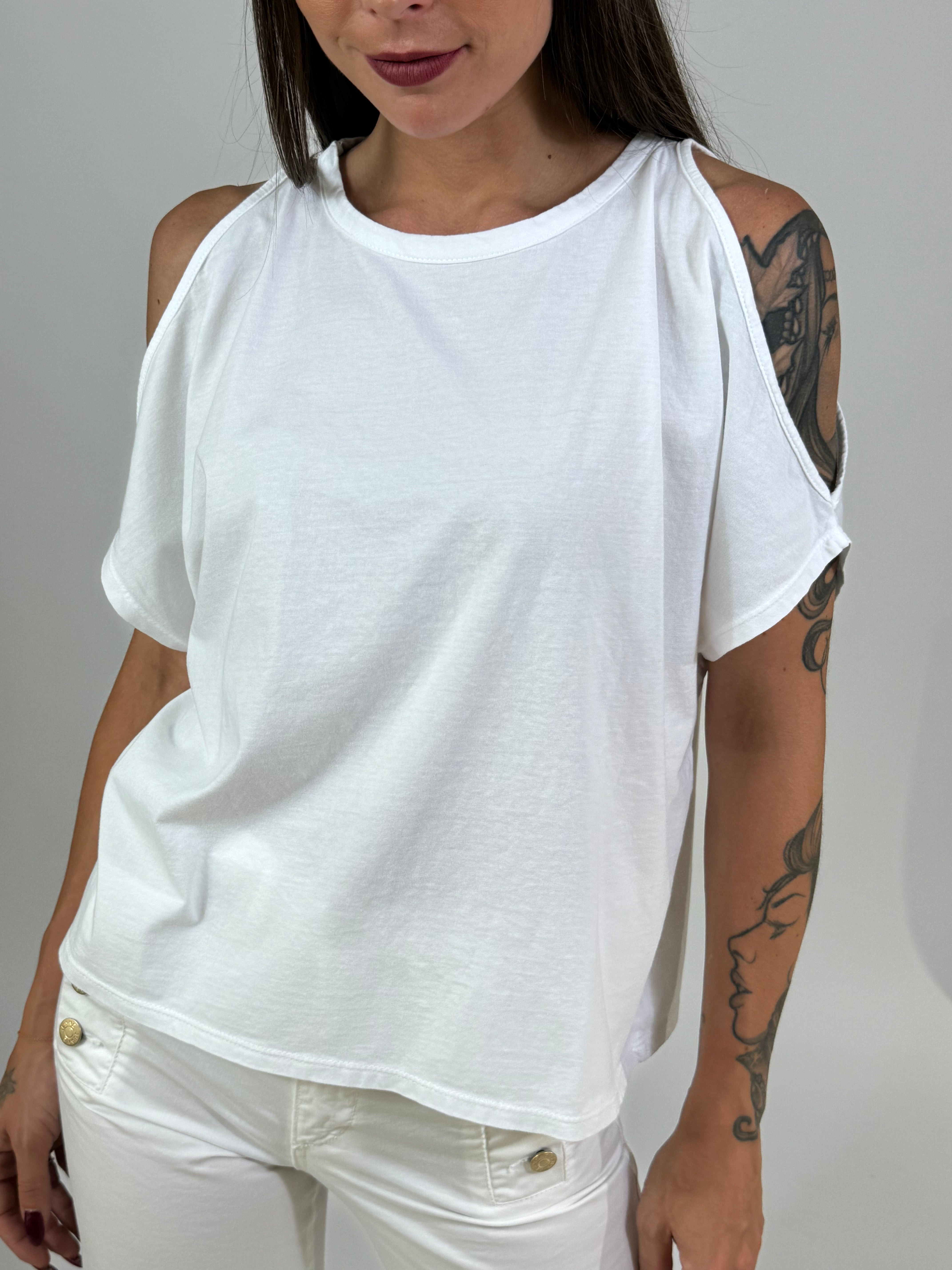 Maglia t-shirt in cotone Kontatto spalle cut-out