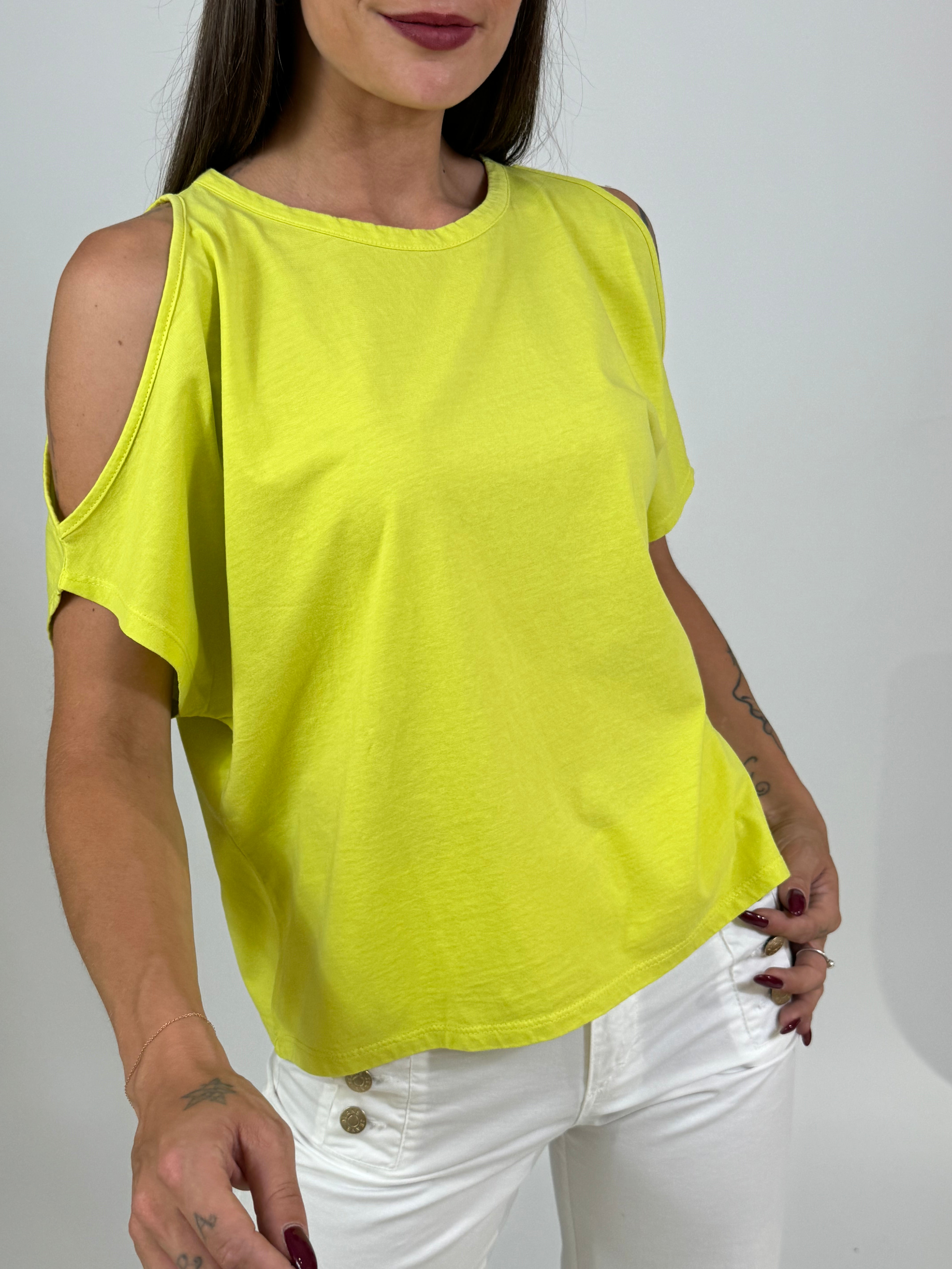 Maglia t-shirt in cotone Kontatto spalle cut-out