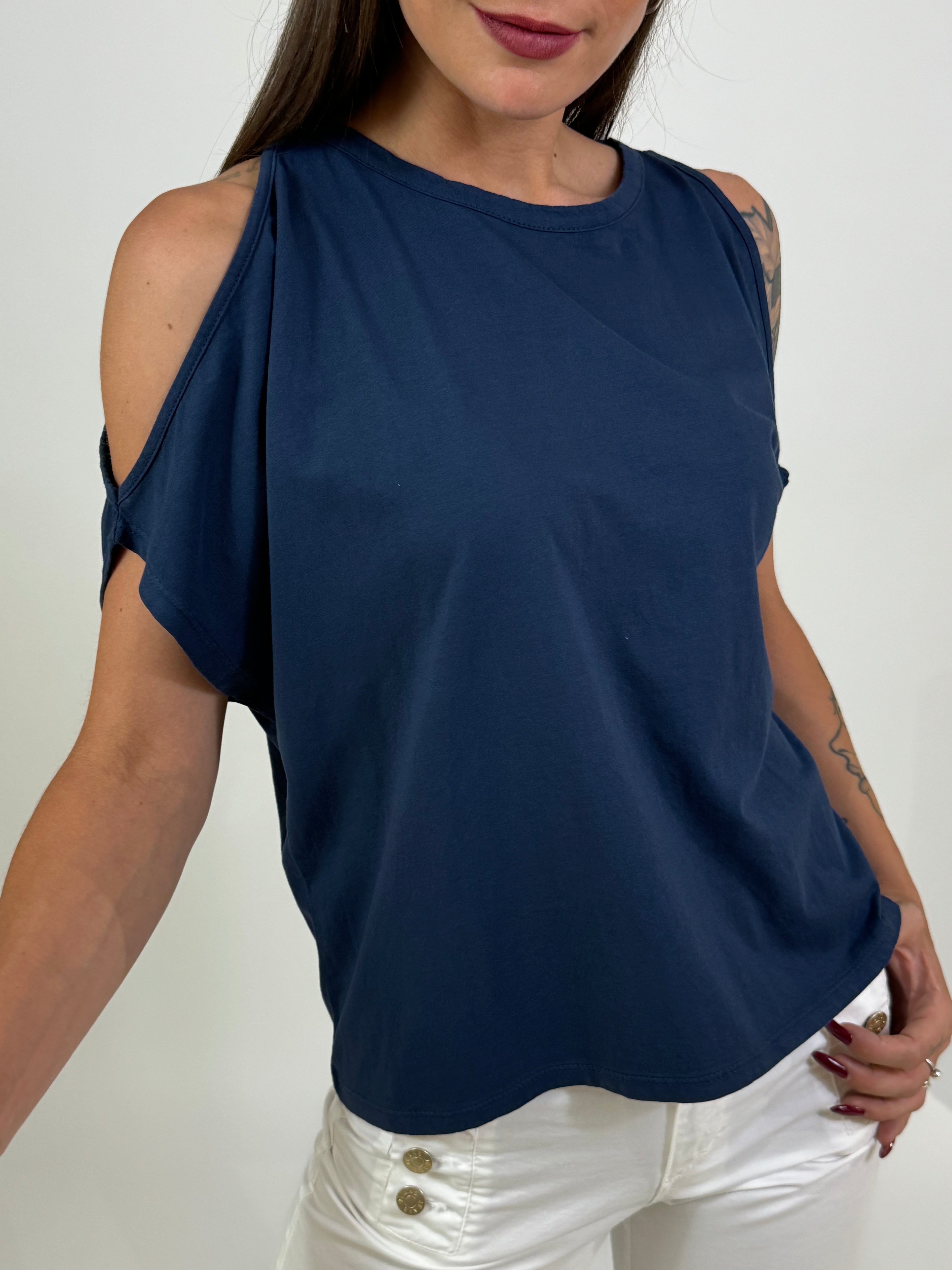 Maglia t-shirt in cotone Kontatto spalle cut-out