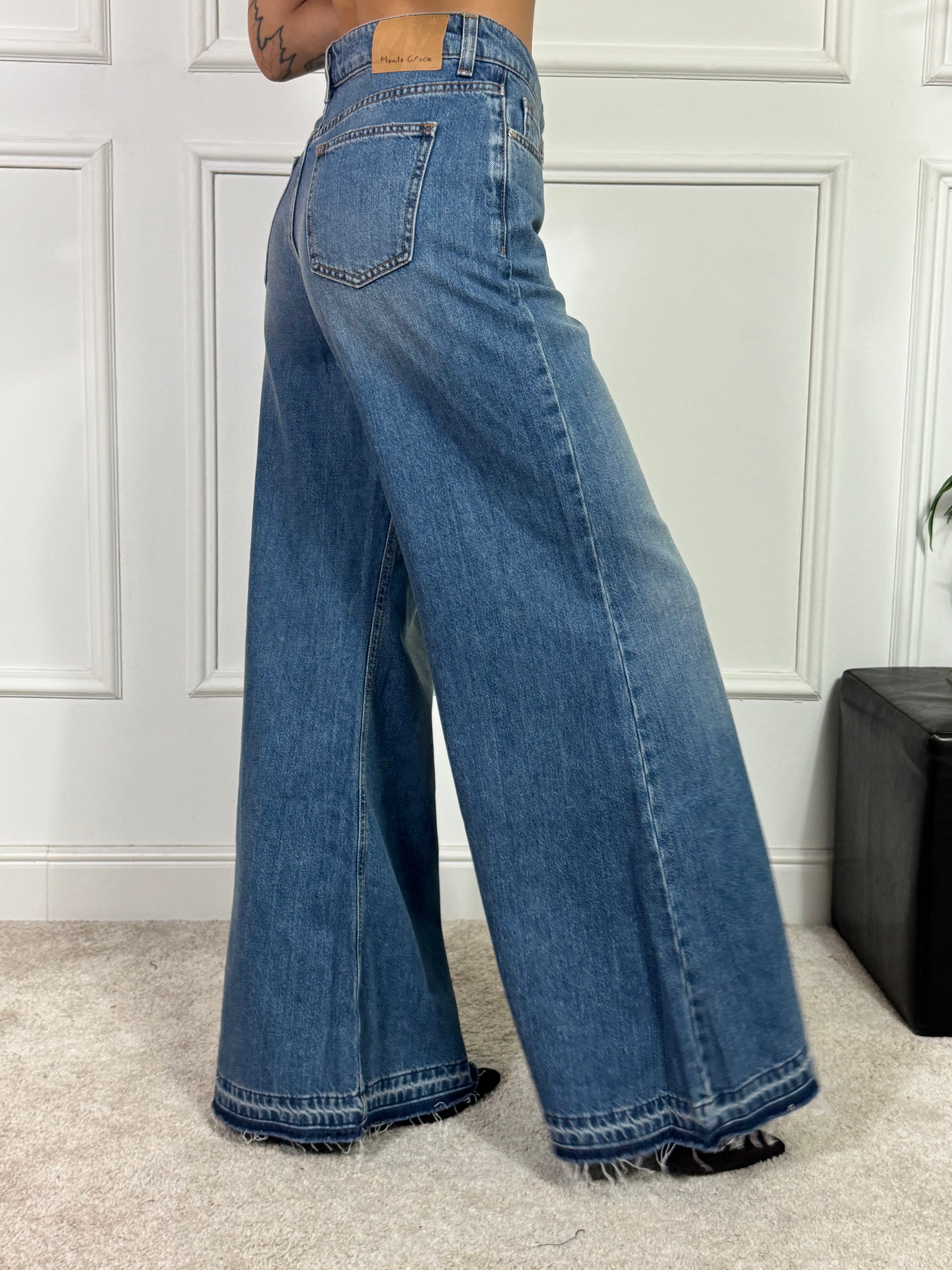 Jeans PALAZZO  Manile Grace bordo blu