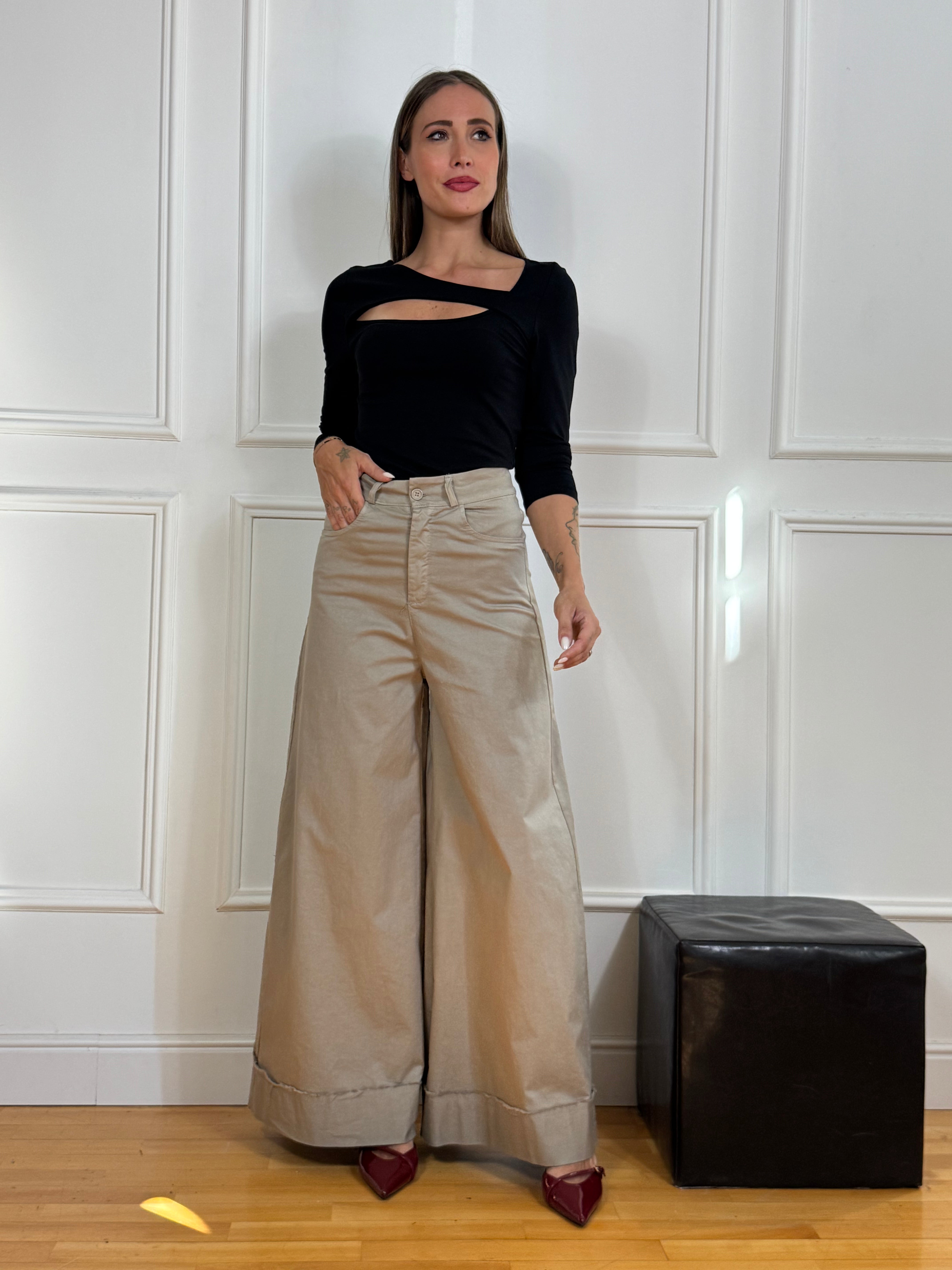 Pantalone in cotone a palazzo Victoria ILMH