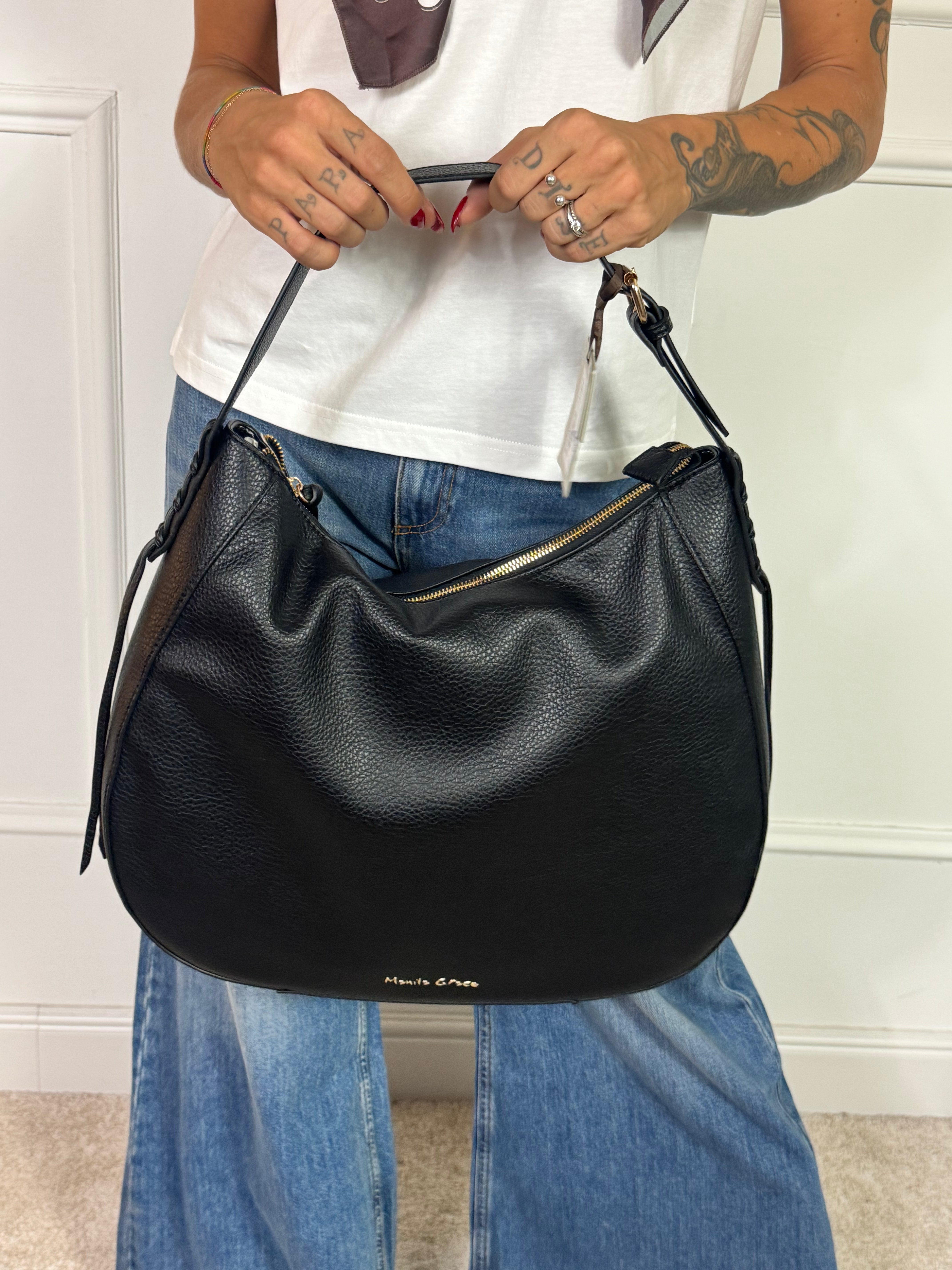 Borsa Manila Grace SHOULDER BAG GRANDE- INTRECCIO LATERALE