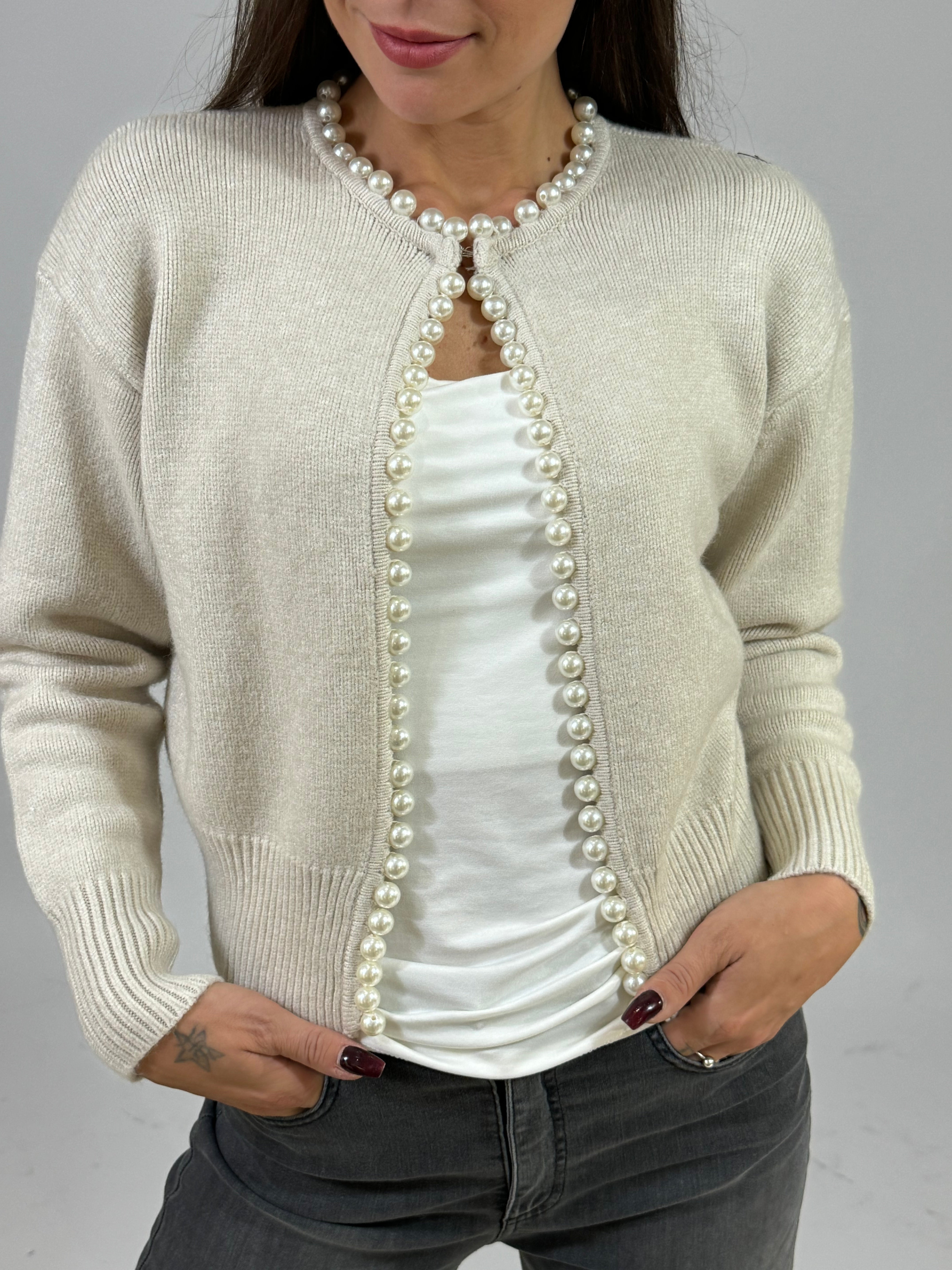 Cardigan a bolerino Susy Mix con perle