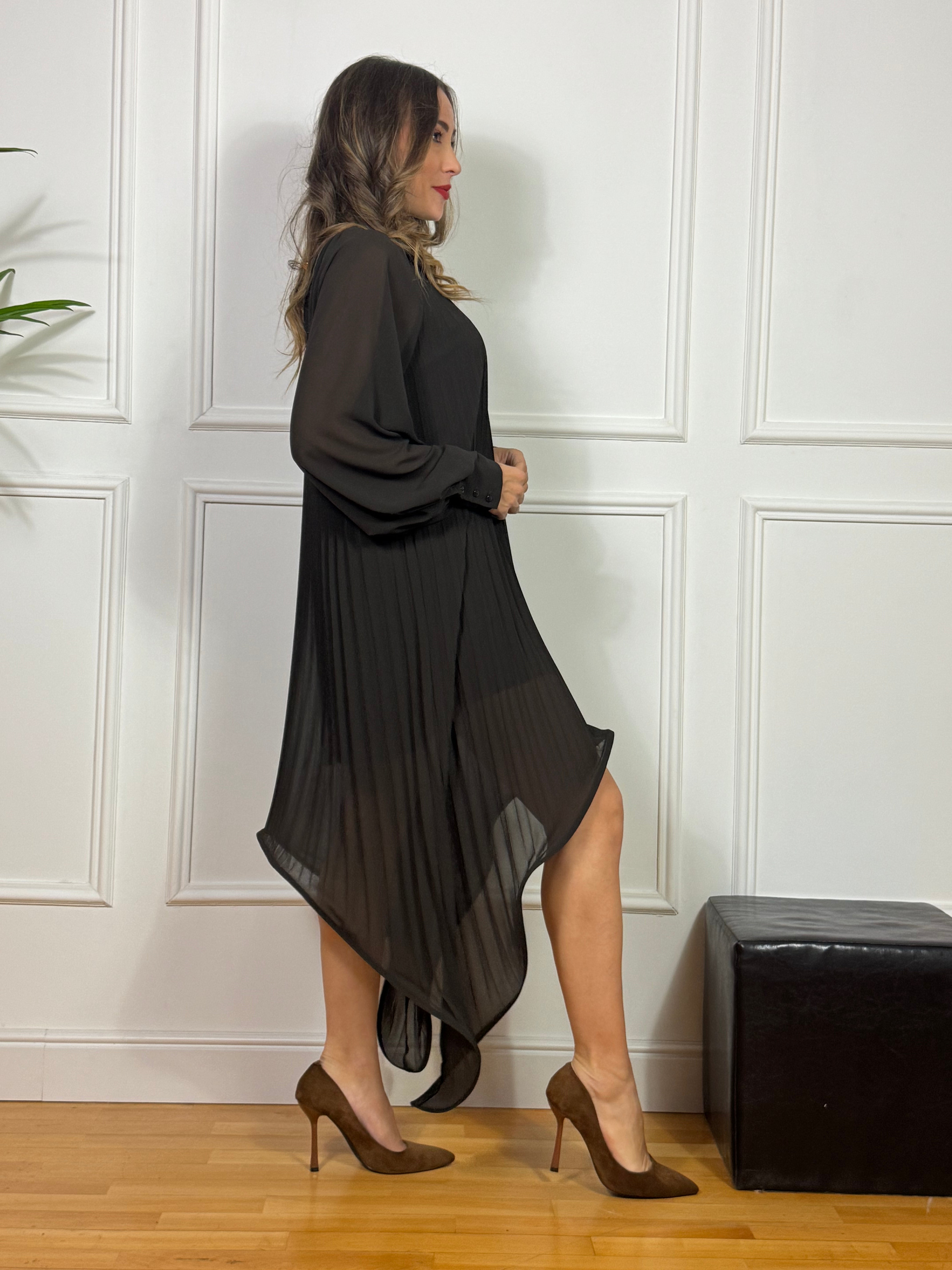 Abito MANICA LUNGA Philia Loft asimmetrico plissè