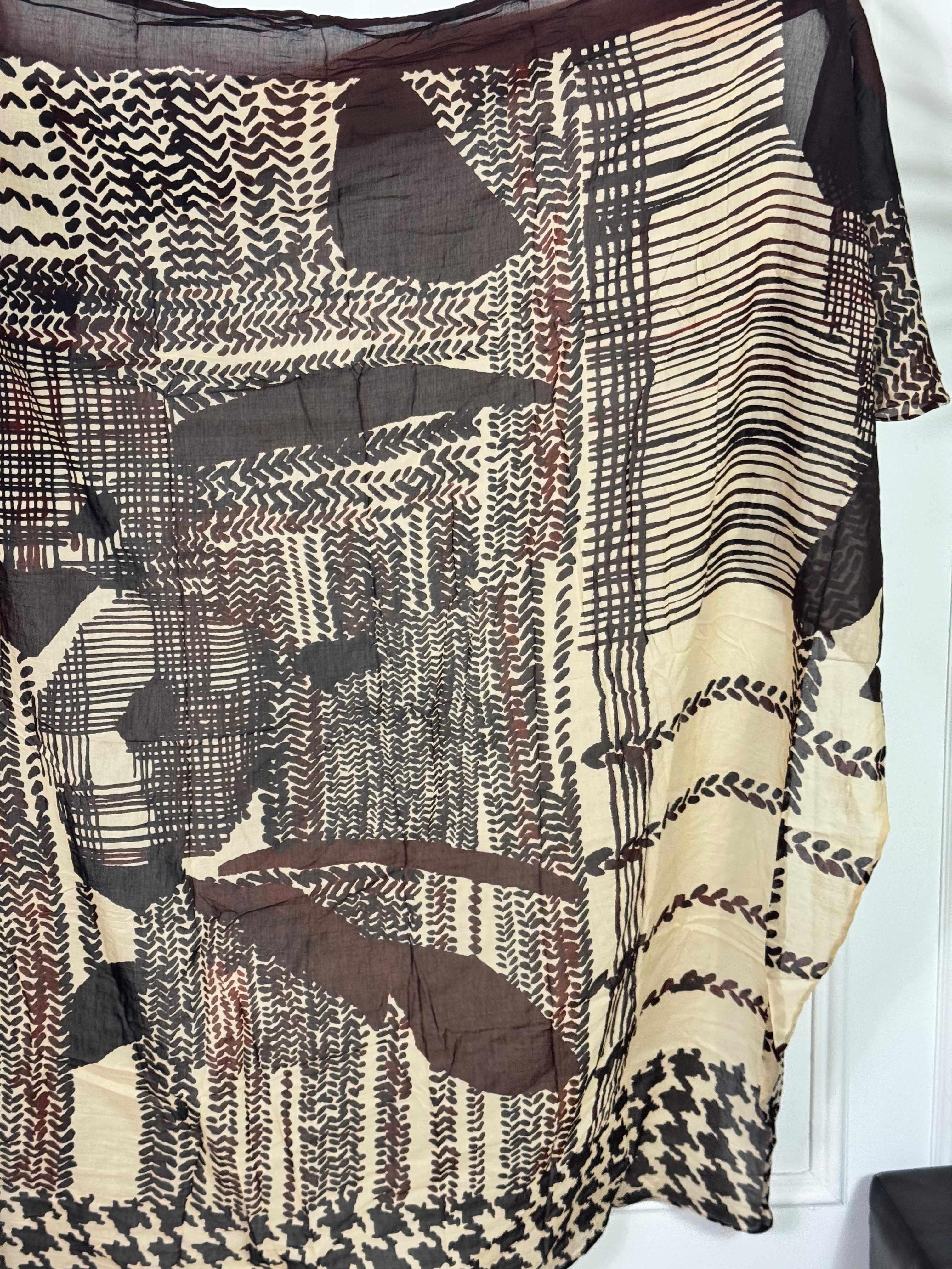 Foulard cotone e seta Manila Grace fantasia BLURRED PIED - DE- POULE