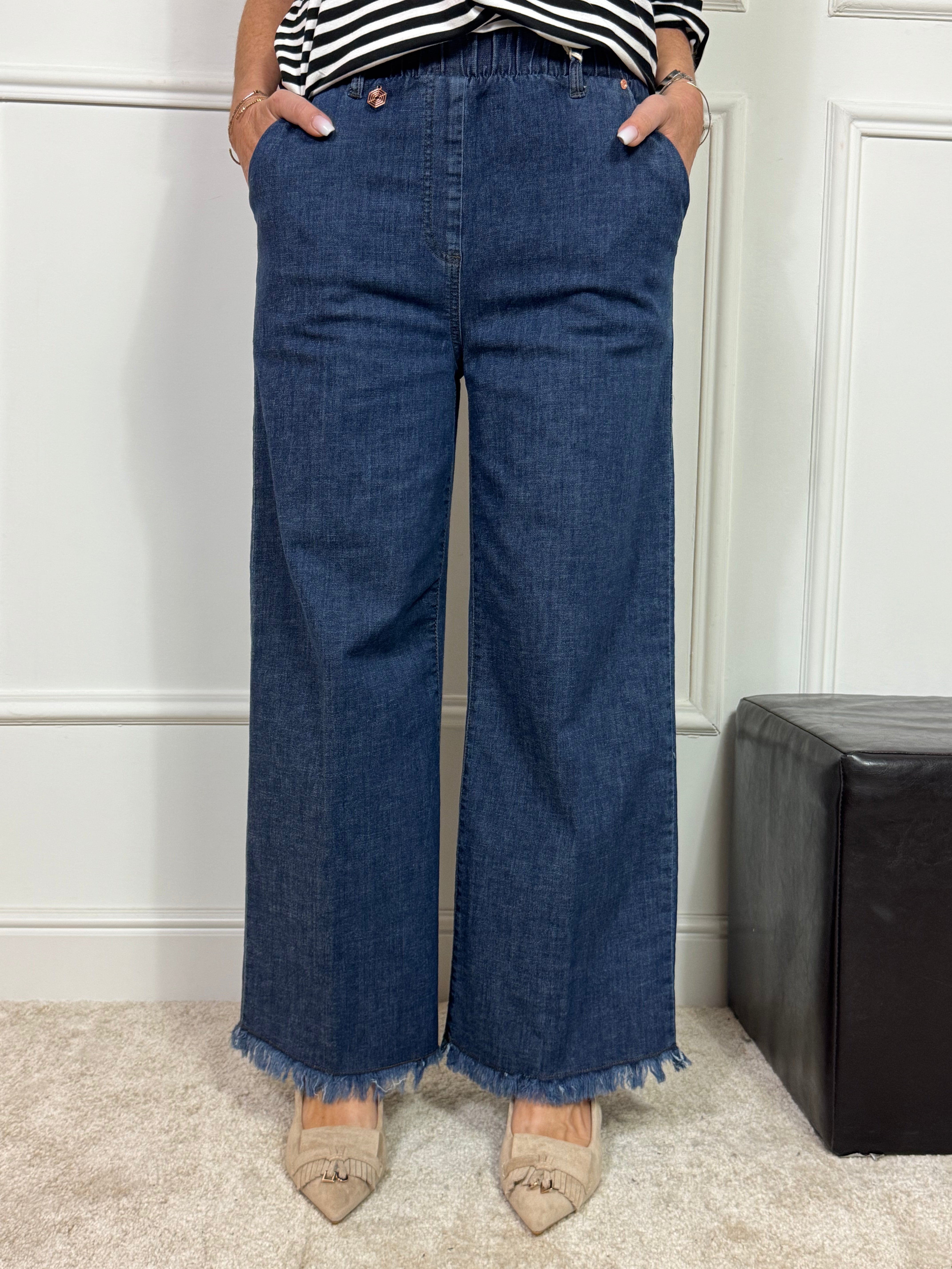 Pantalone modello CROPPED WIDE WITH POCKETS JEANS Ragno ART. DQ11P4
