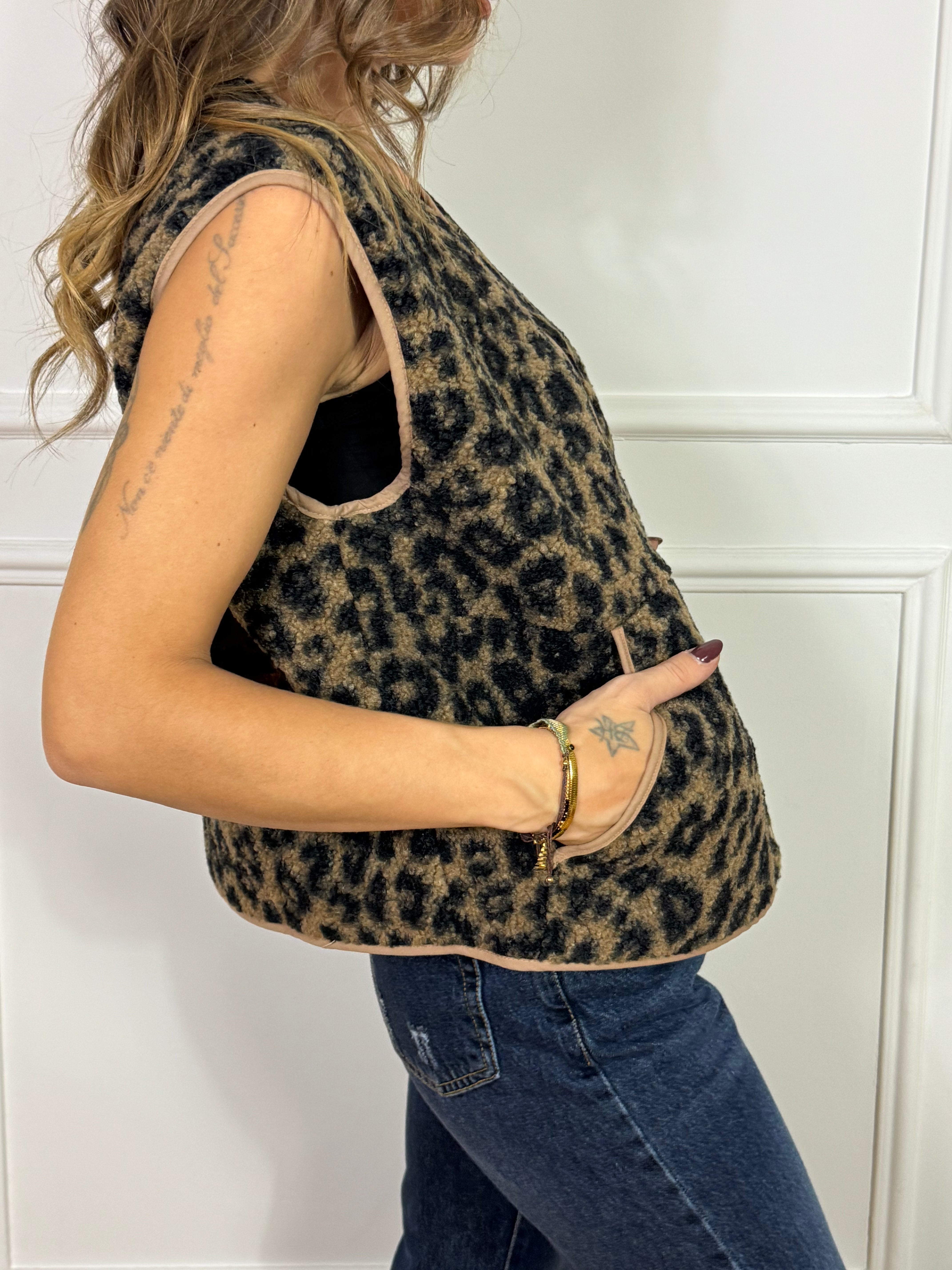 Giacca gilet TEDDY VEST - JJXX fantasia leopardata