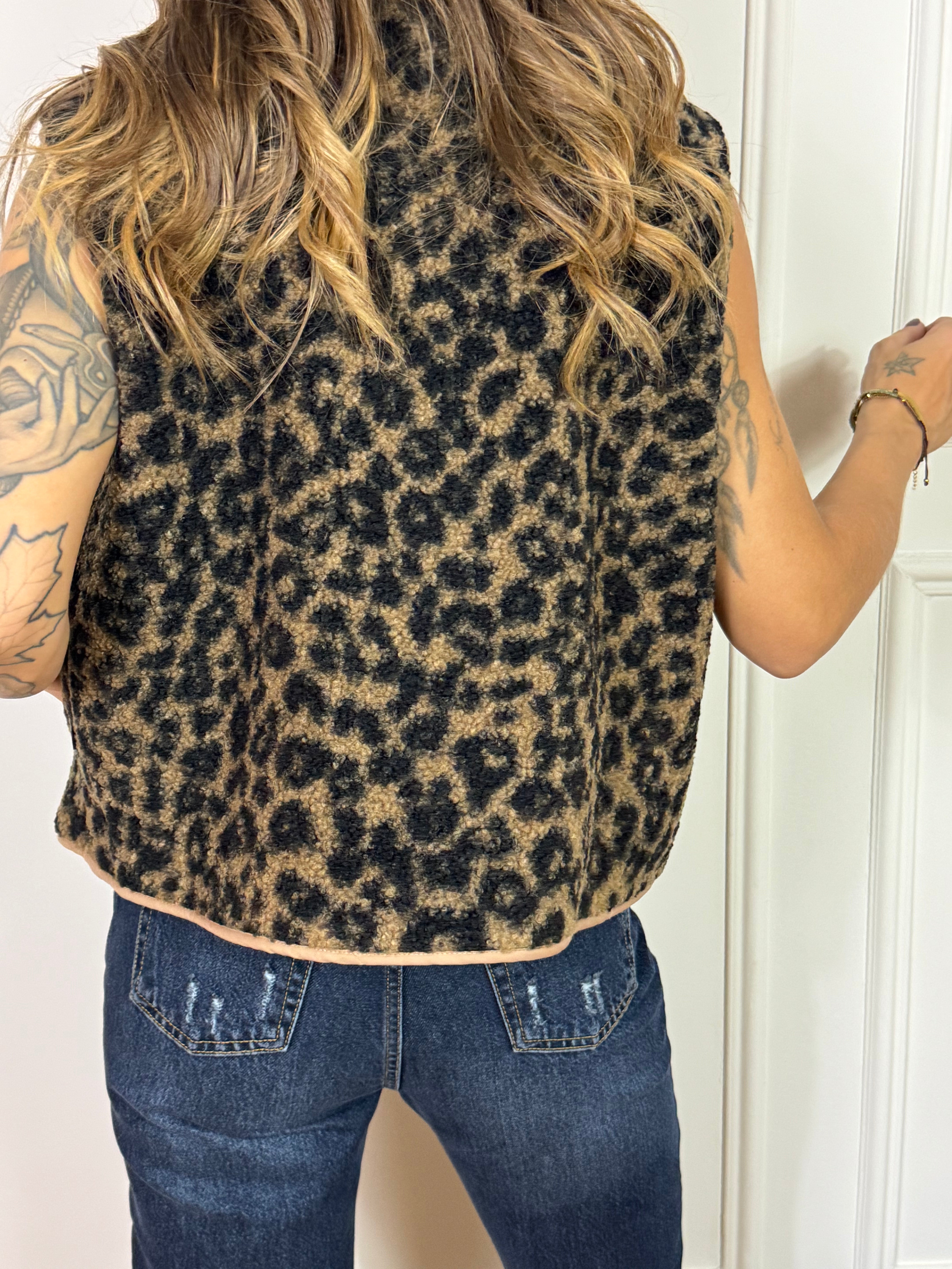 Giacca gilet TEDDY VEST - JJXX fantasia leopardata