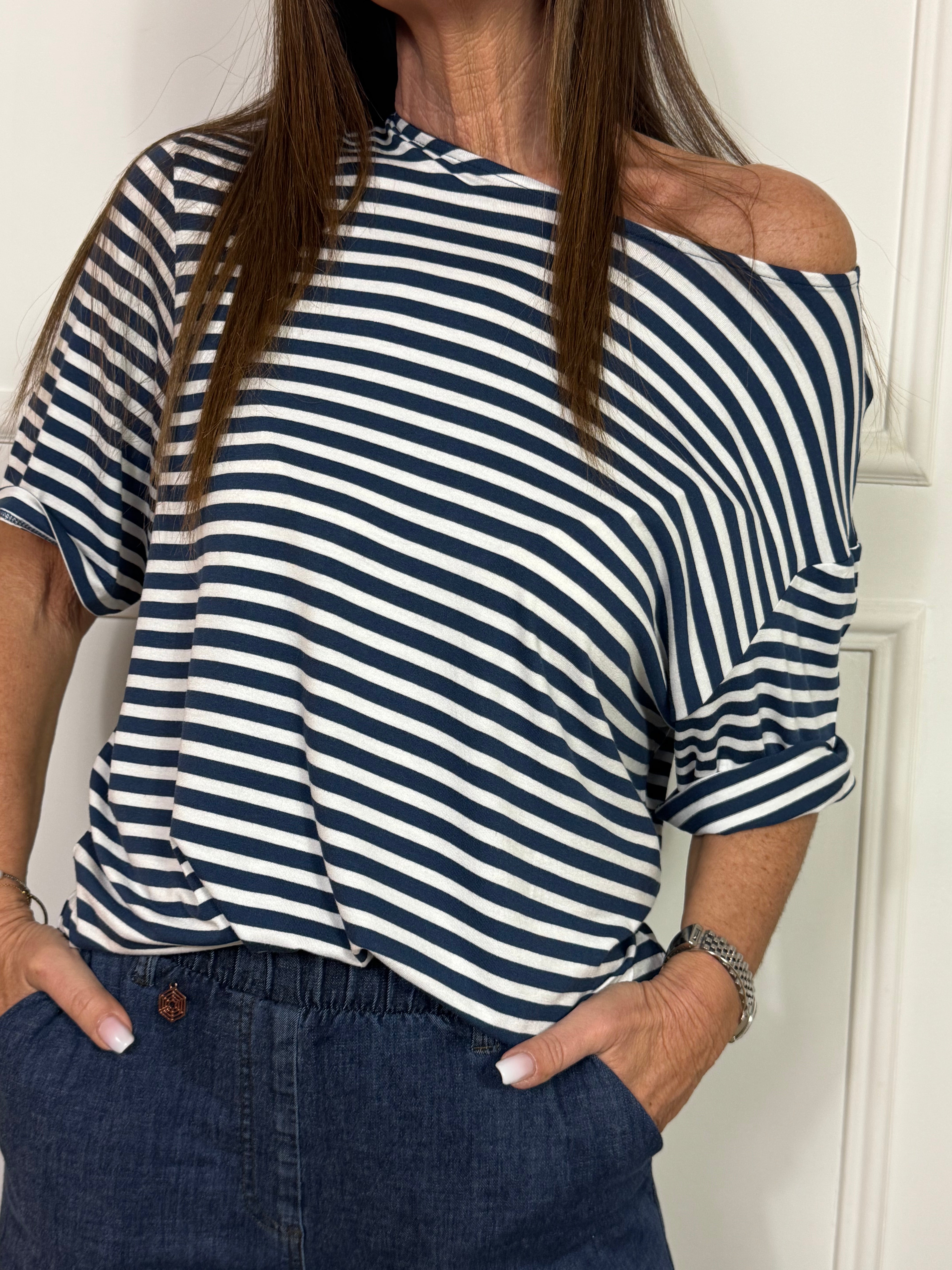 Maglia T-SHIRT BOXY MANICA CORTA A RIGHE Ragno ART. DT08TO