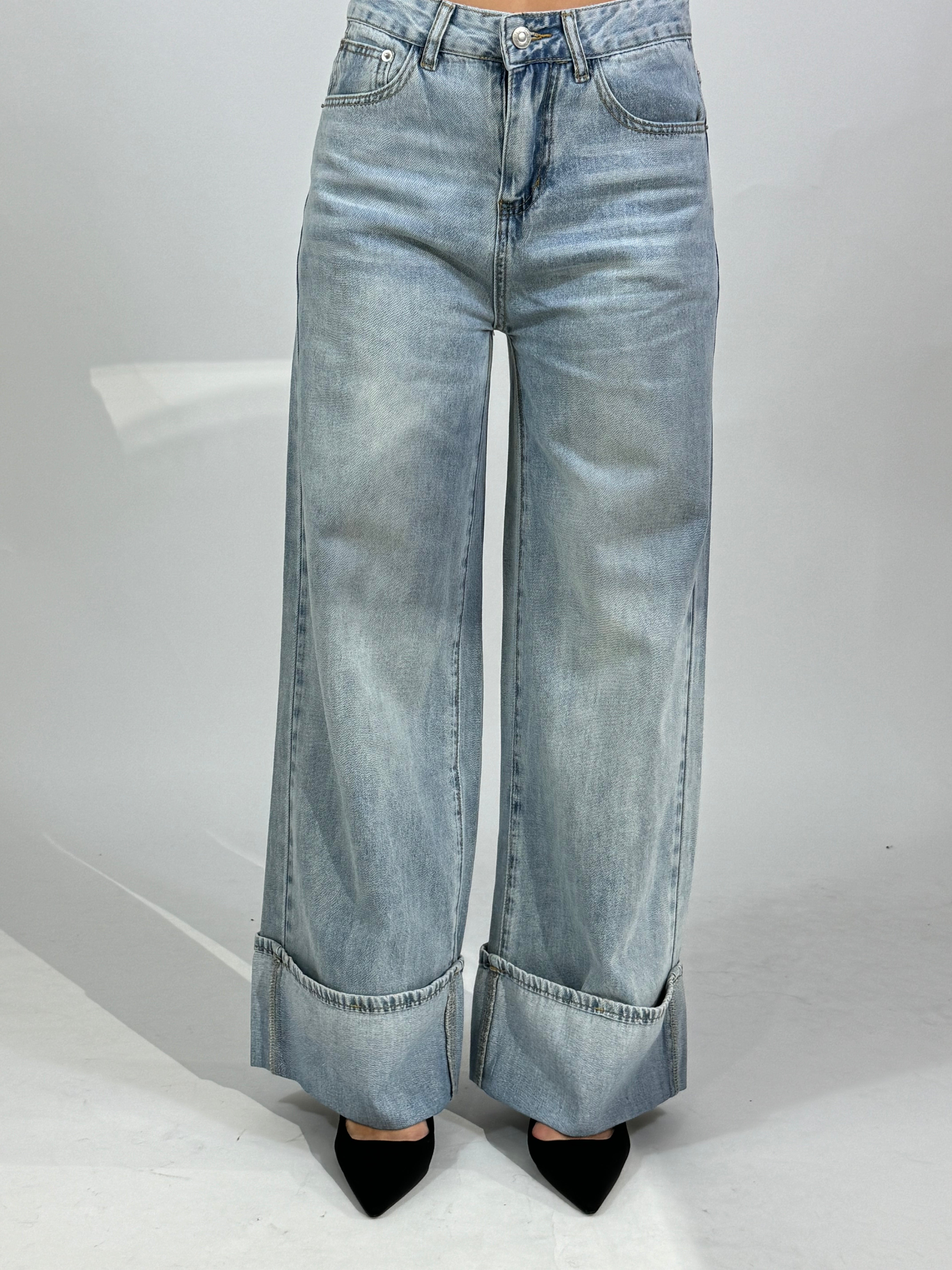 Jeans VICTORIA ILMH lavaggio chiaro DRITTO CON RISVOLTO