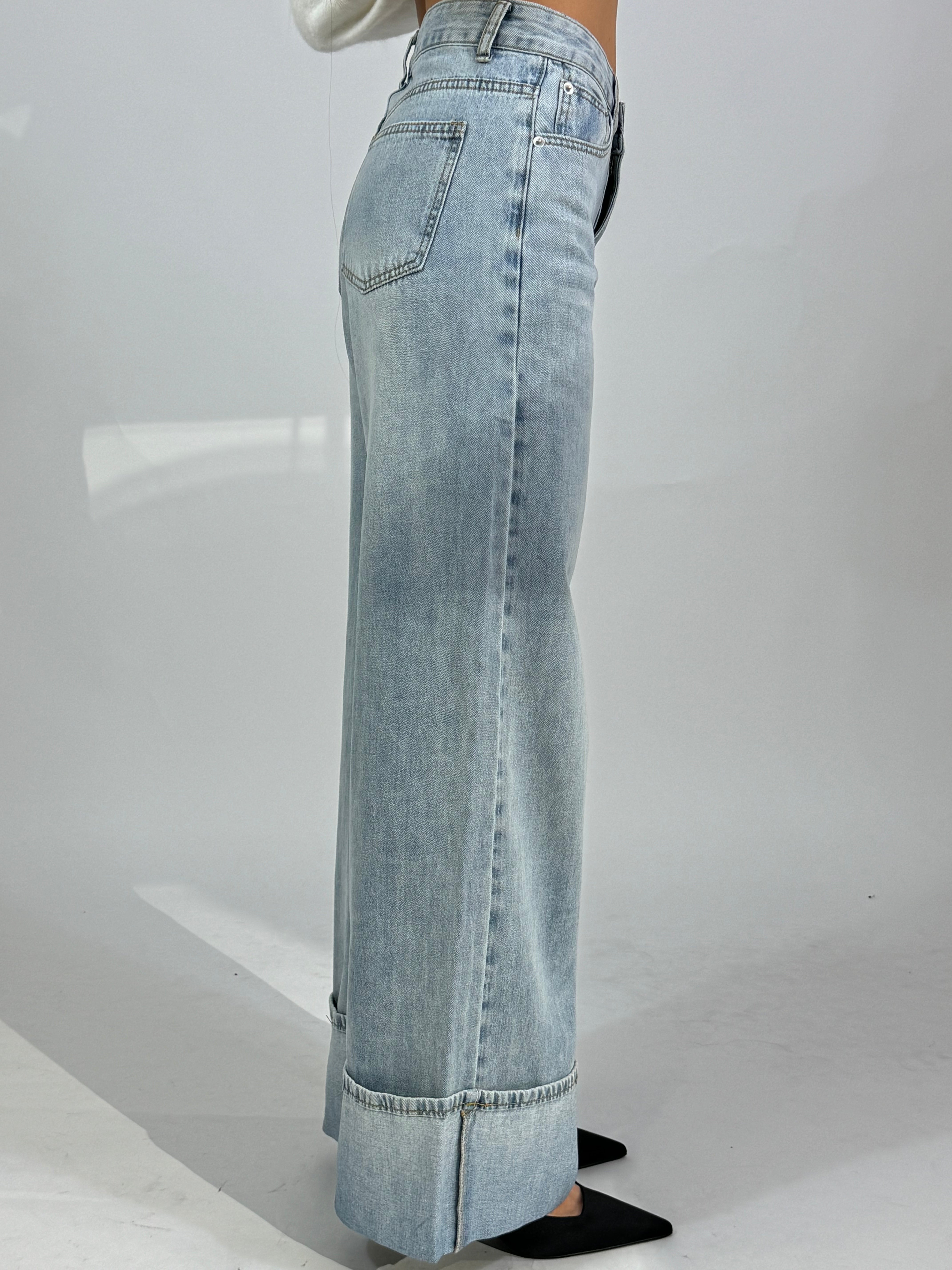 Jeans VICTORIA ILMH lavaggio chiaro DRITTO CON RISVOLTO