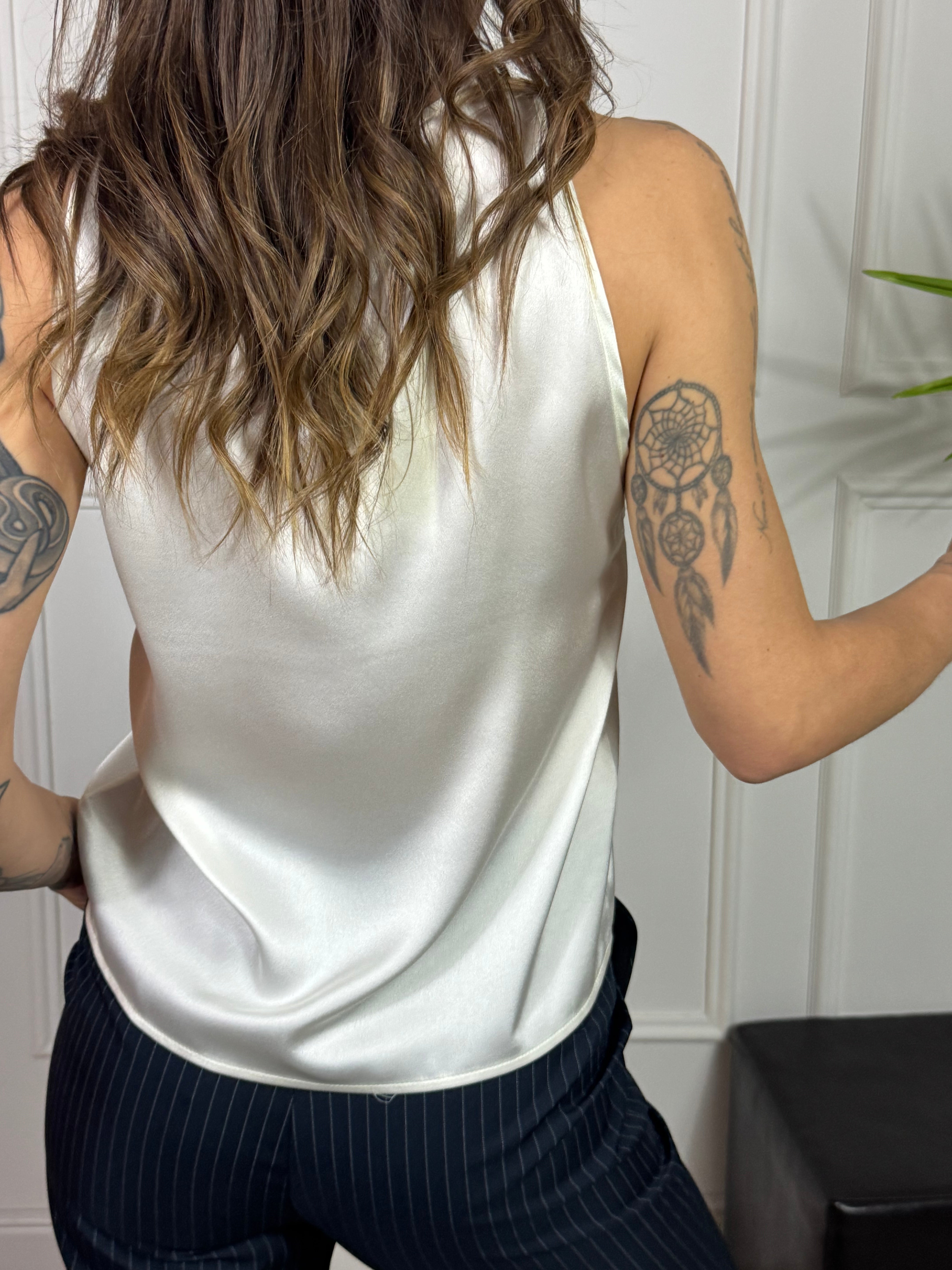 Top in raso You Decide con inserto pizzo