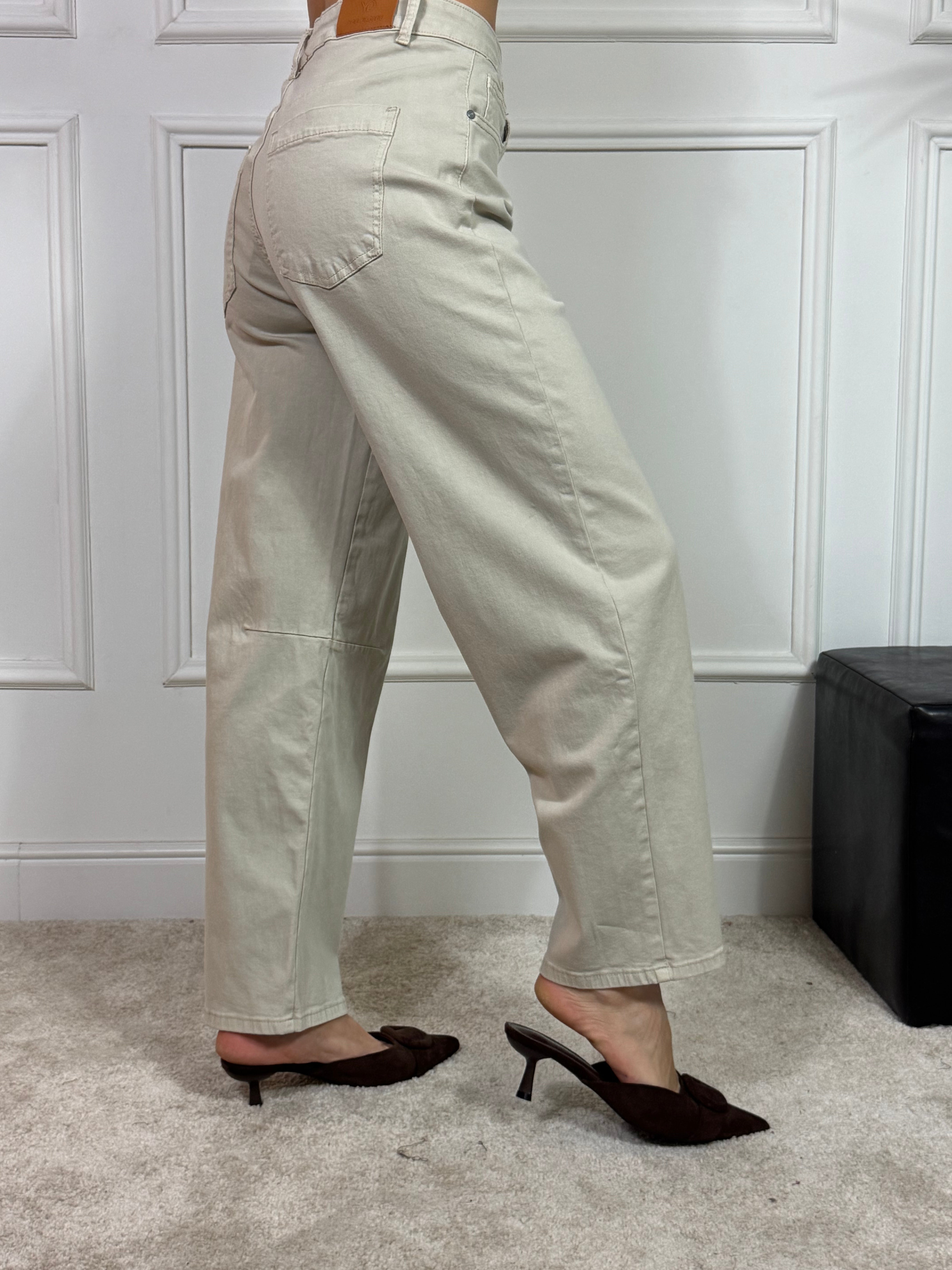 Jeans pantalone in cotone elasticizzato You Decide MOM - SABBIA