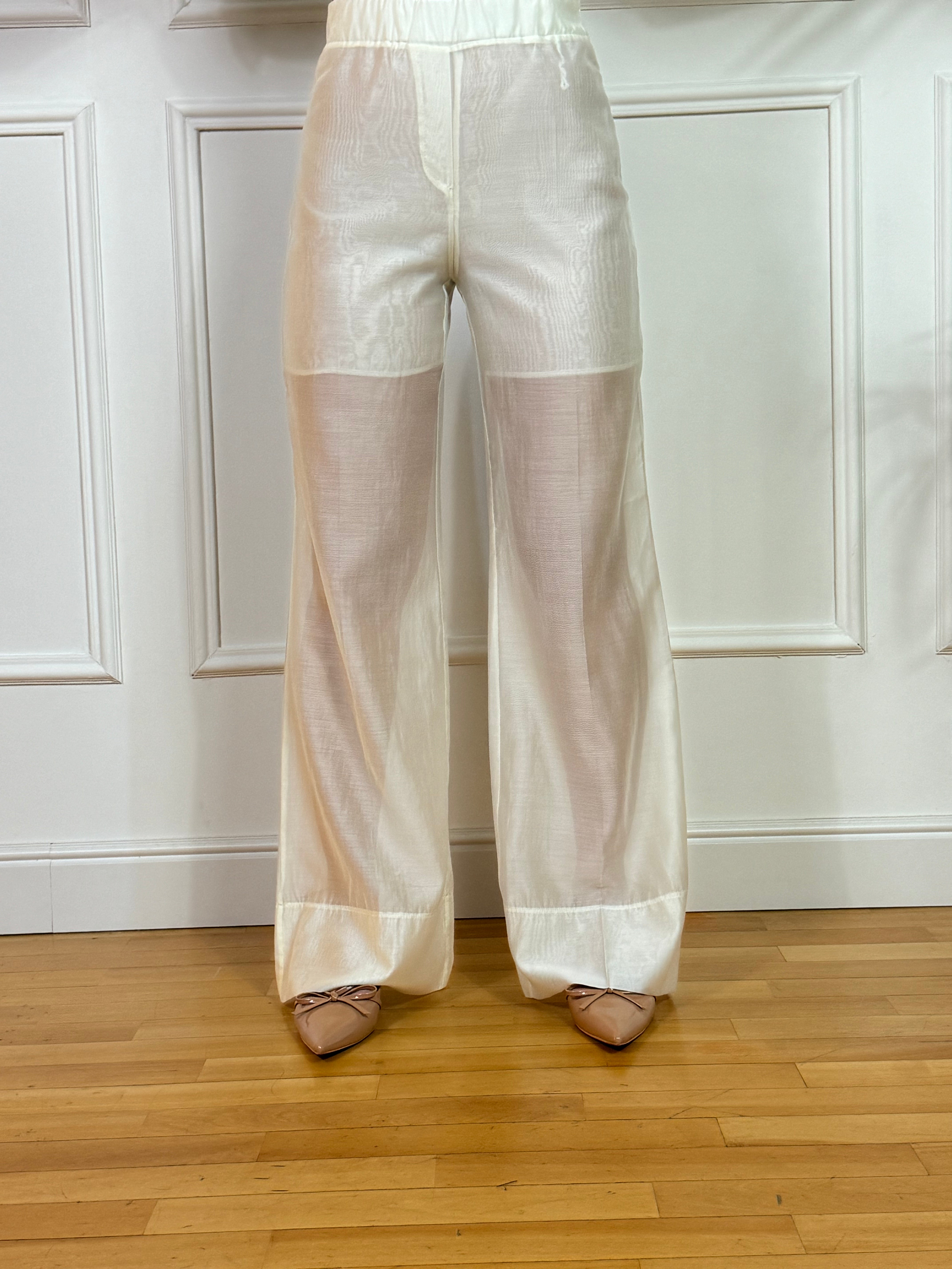 Pantalone Susy Mix tessuto leggero con elastico e cernierina