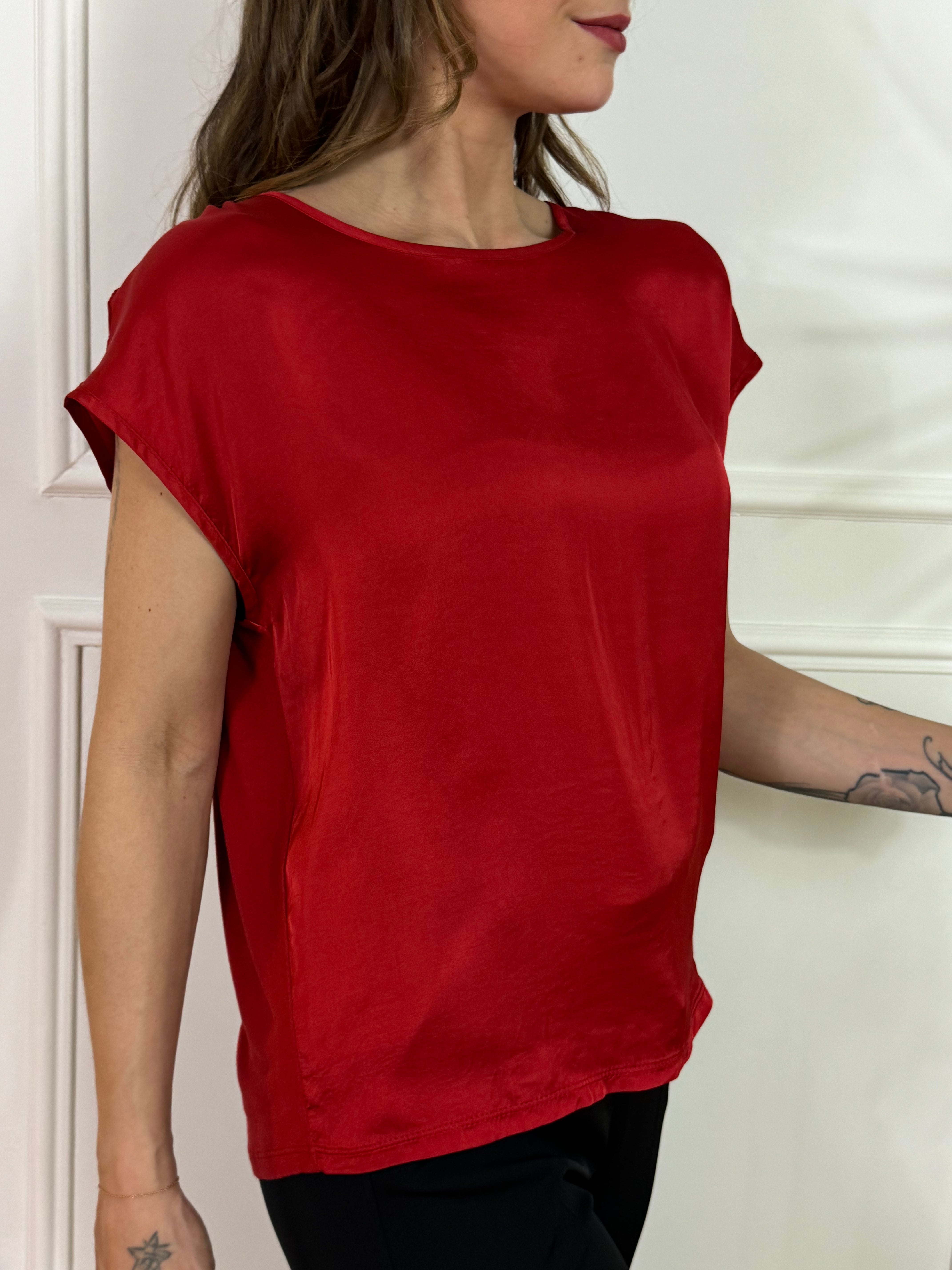 Maglia blusa in raso MANICA ACCENNATA OCCHIATURA TONDA Susy Mix