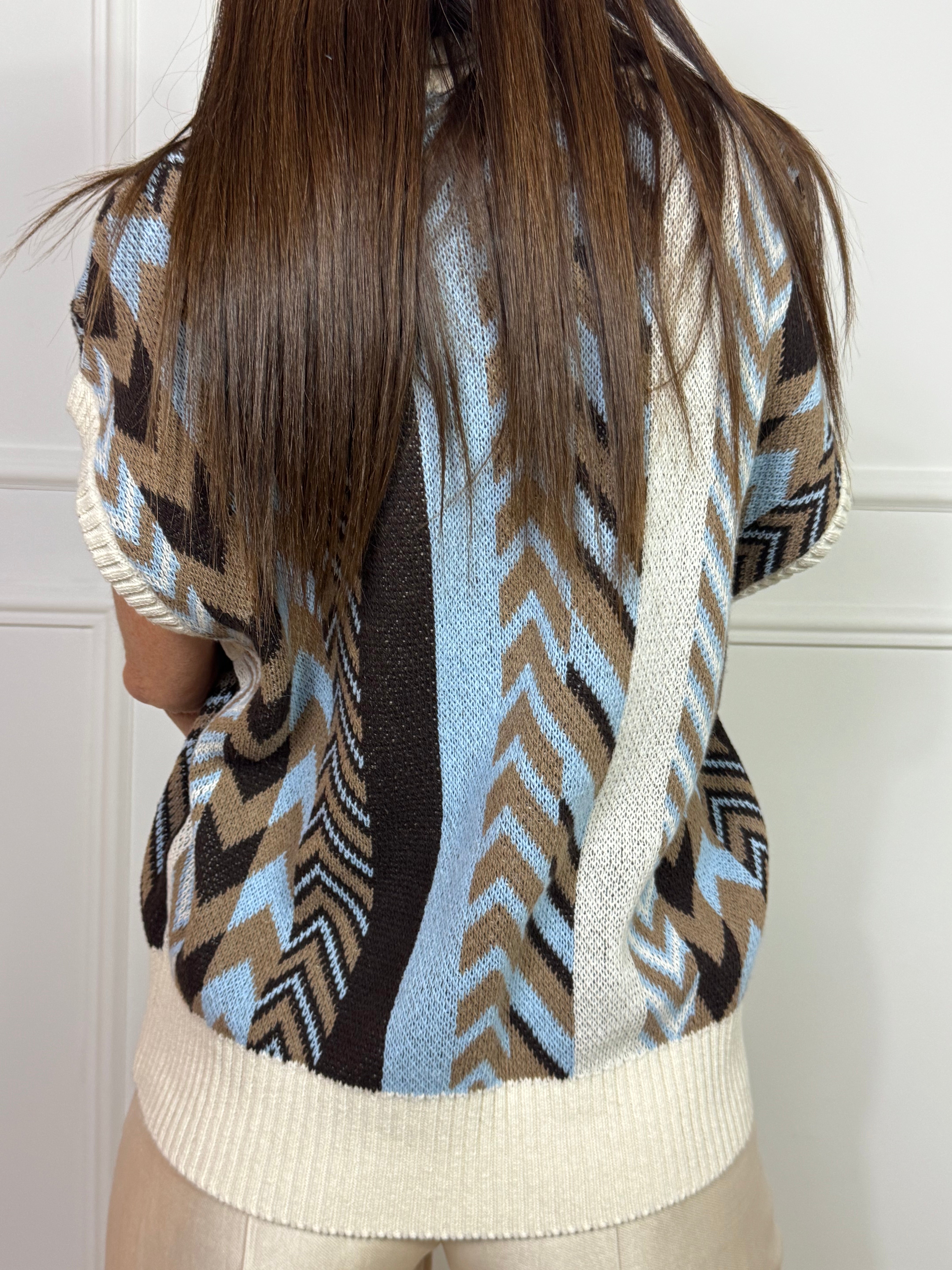 Gilet chiuso scollo profondo V Have One fantasia ETNICA