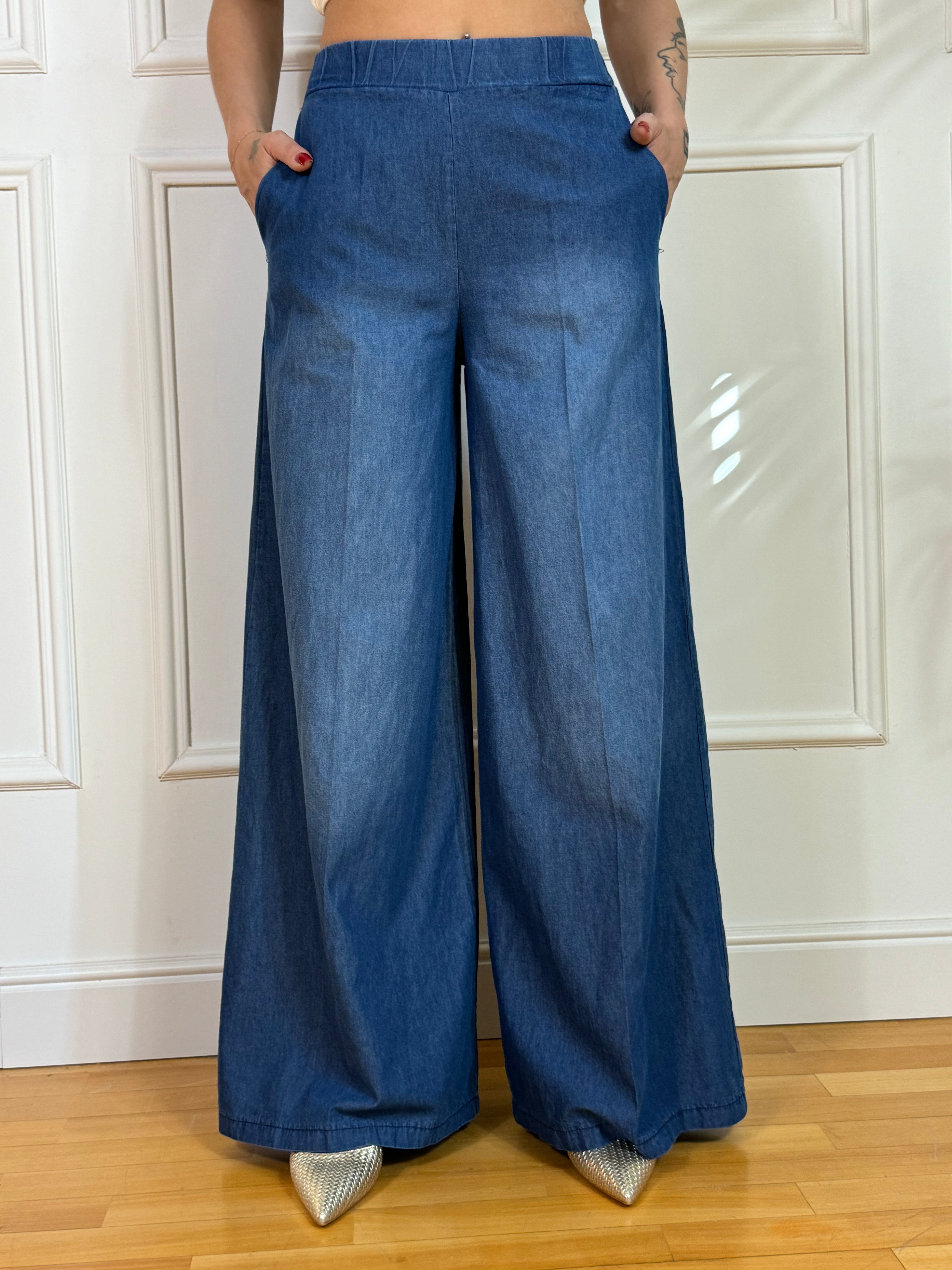 Pantalone chambray Susy Mix a PALAZZO