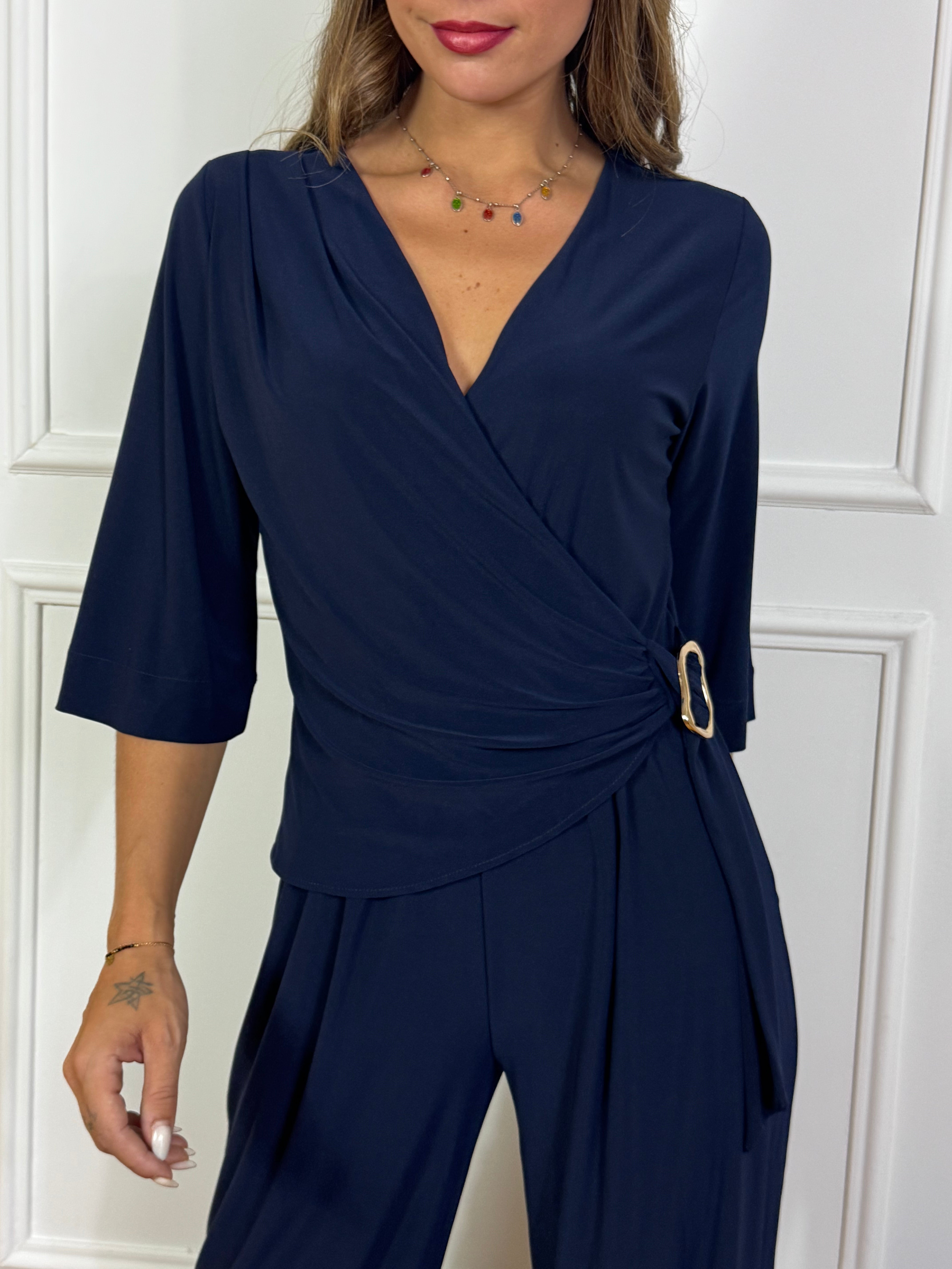 Tuta elegante con accessorio e pantalone fluido Susy Mix