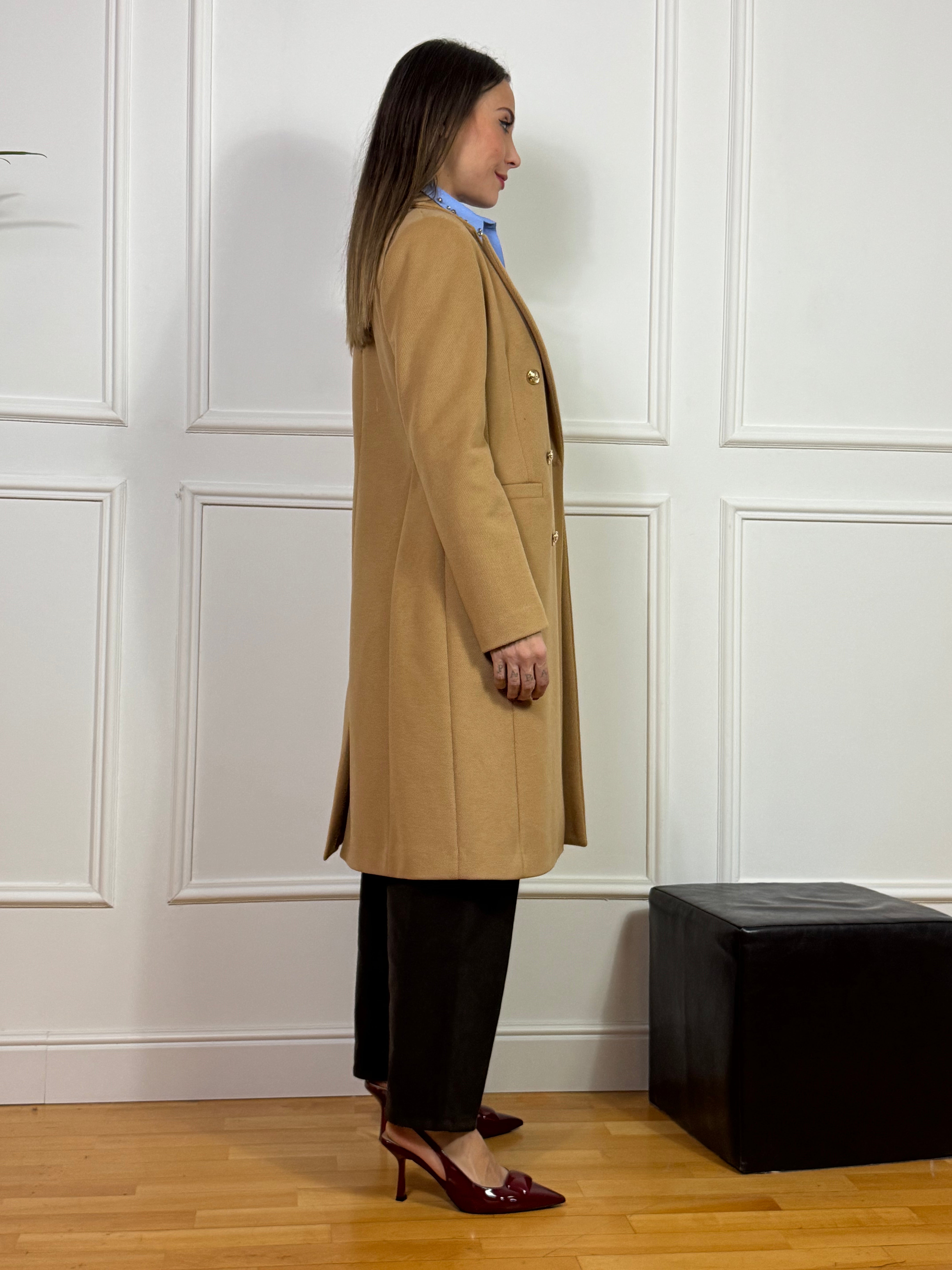 Cappotto doppiopetto SUSY MIX con bottoni dorati