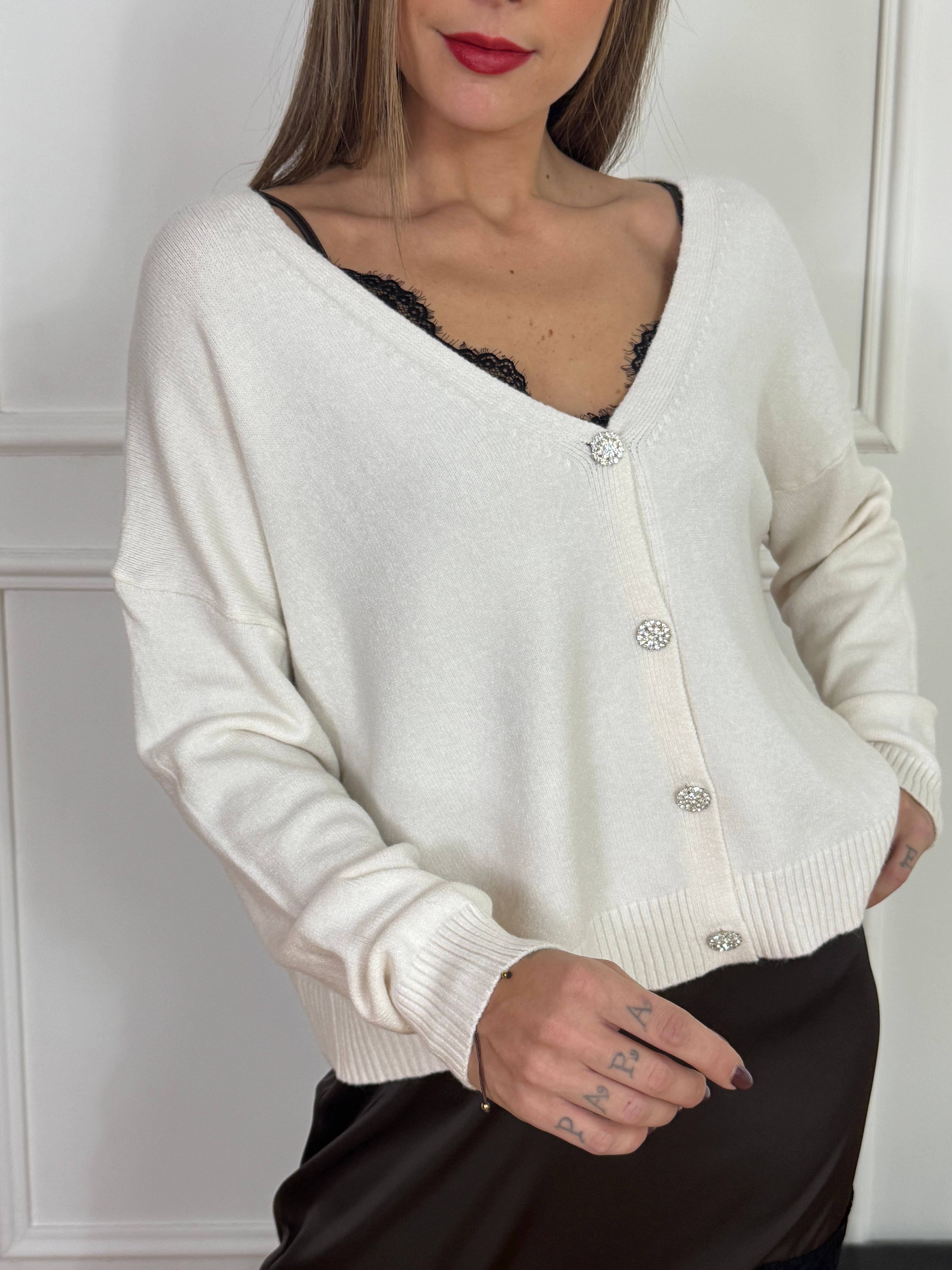 Cardigan corto Kikisix con BOTTONI GIOIELLO