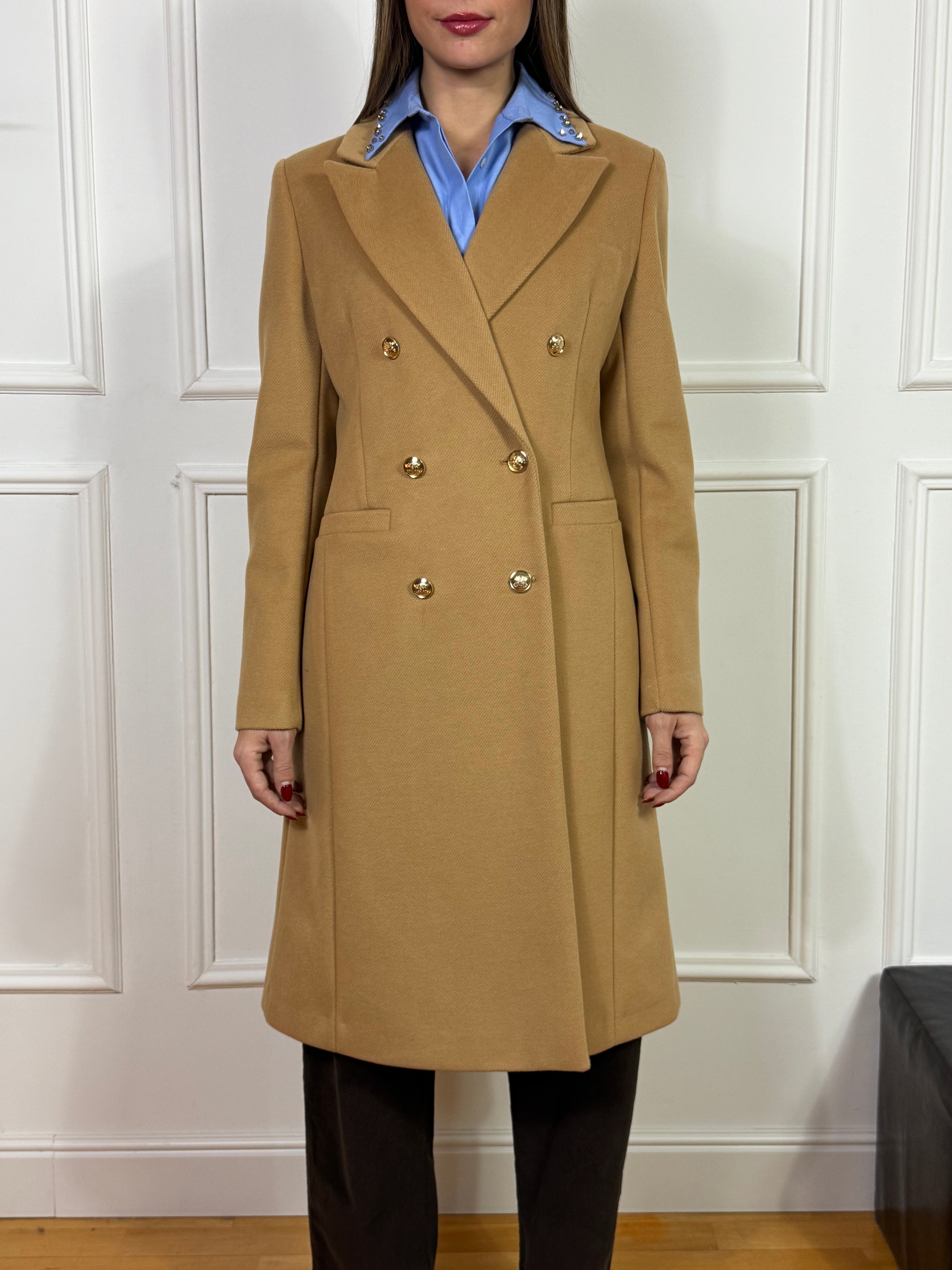 Cappotto doppiopetto SUSY MIX con bottoni dorati