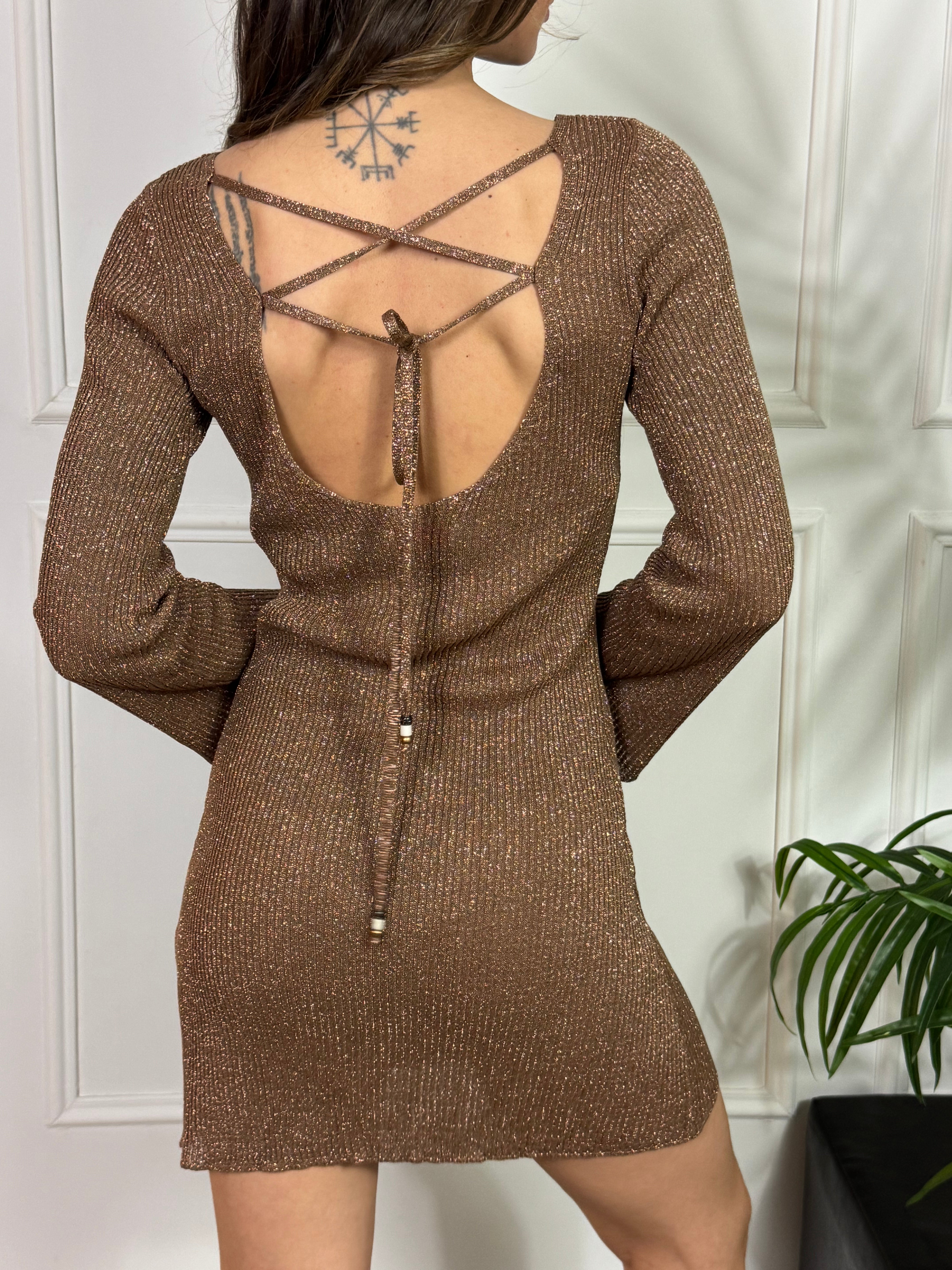 Abito Kontatto in LUREX con LACCETTI INCROCIO SULLA SCHIENA