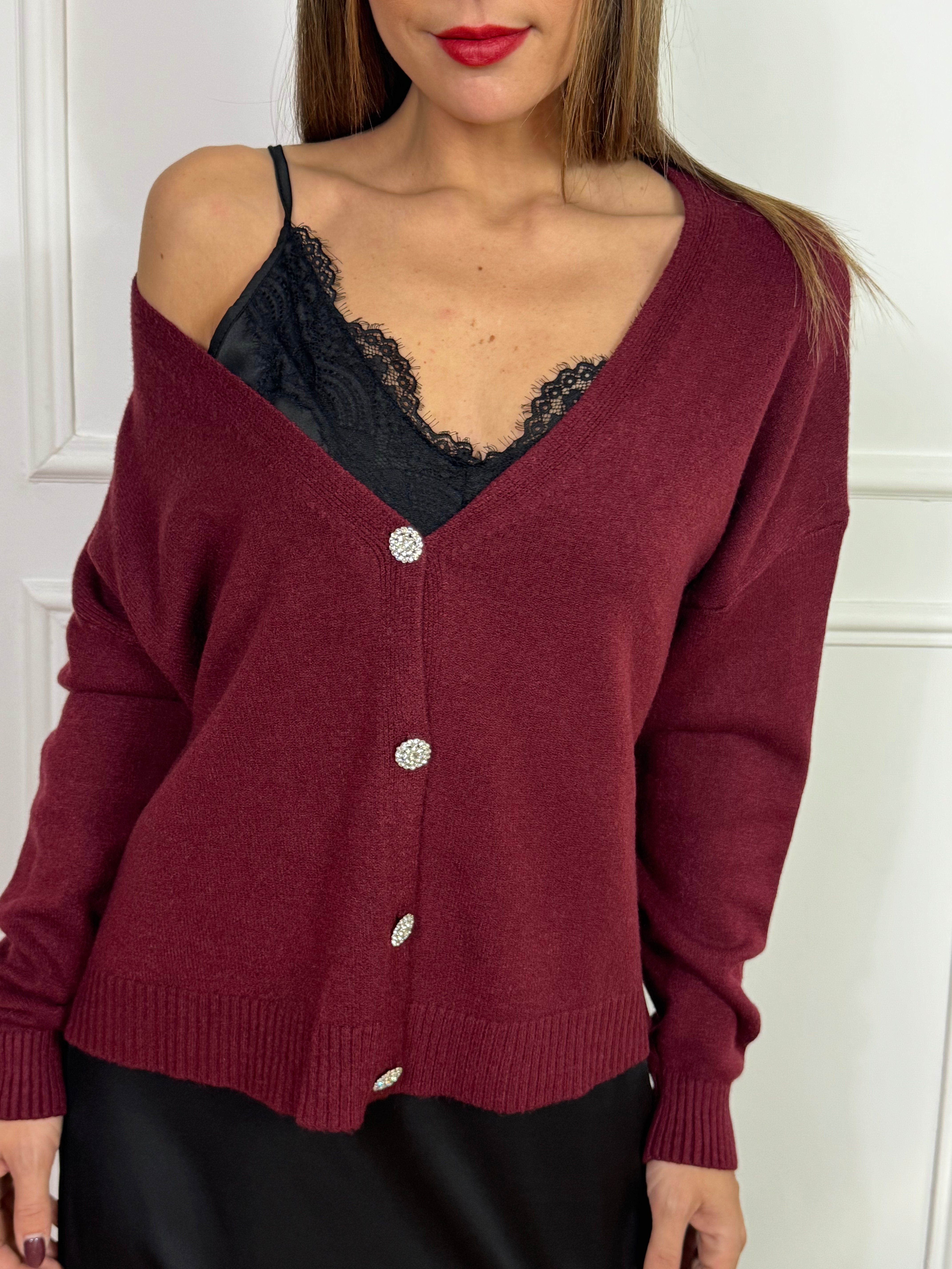 Cardigan corto Kikisix con BOTTONI GIOIELLO