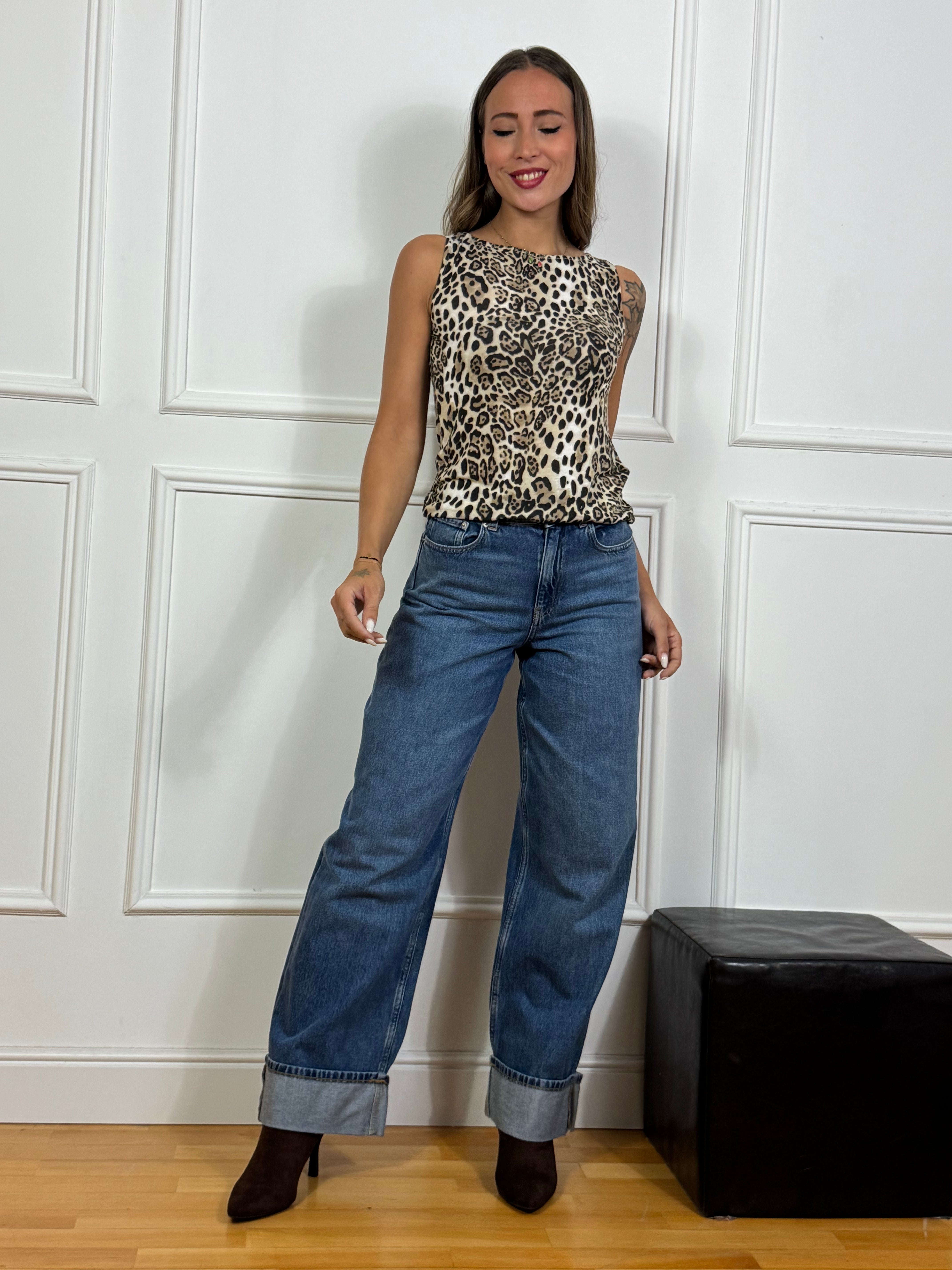 Jeans JJXX TOKYO WIDE - CON RISVOLTO - lavaggio MEDIUM BLUE DENIM