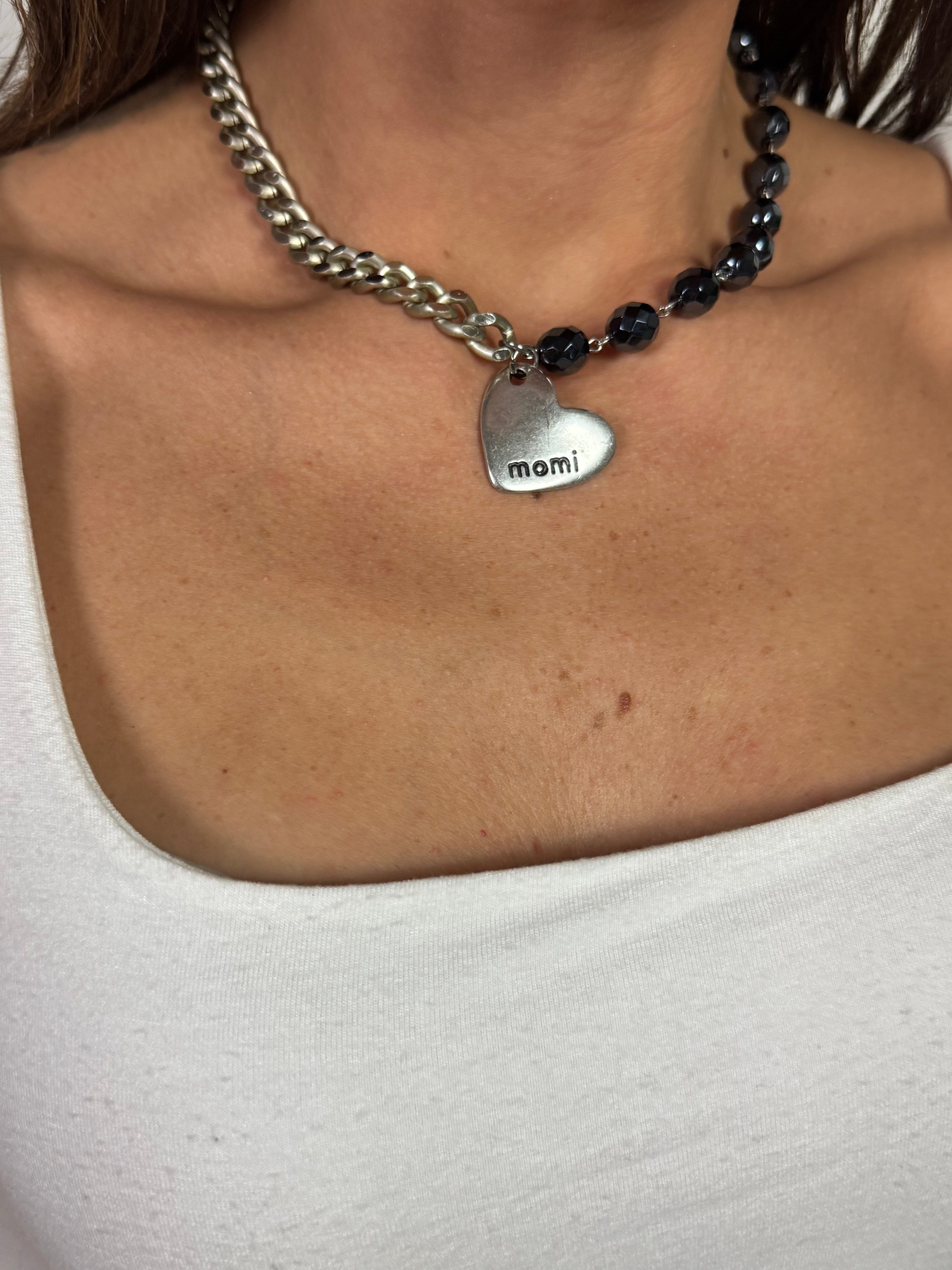 Collana / Bracciale FRANCESCA CORTA Momi - ARGENTO - CUORE - BLU NOTTE