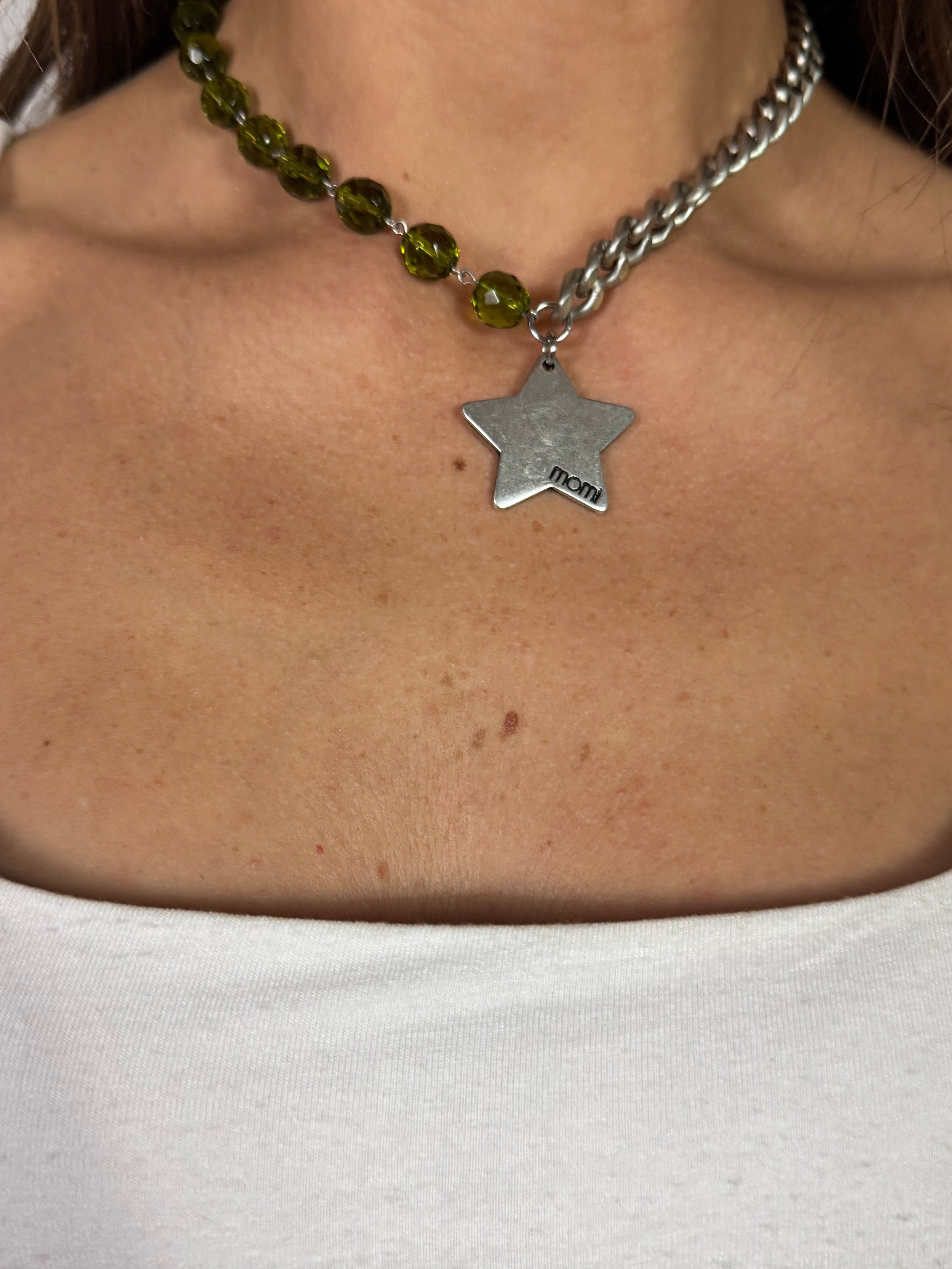 Collana / Bracciale FRANCESCA CORTA Momi - ARGENTO - STELLA - VERDE OLIVA
