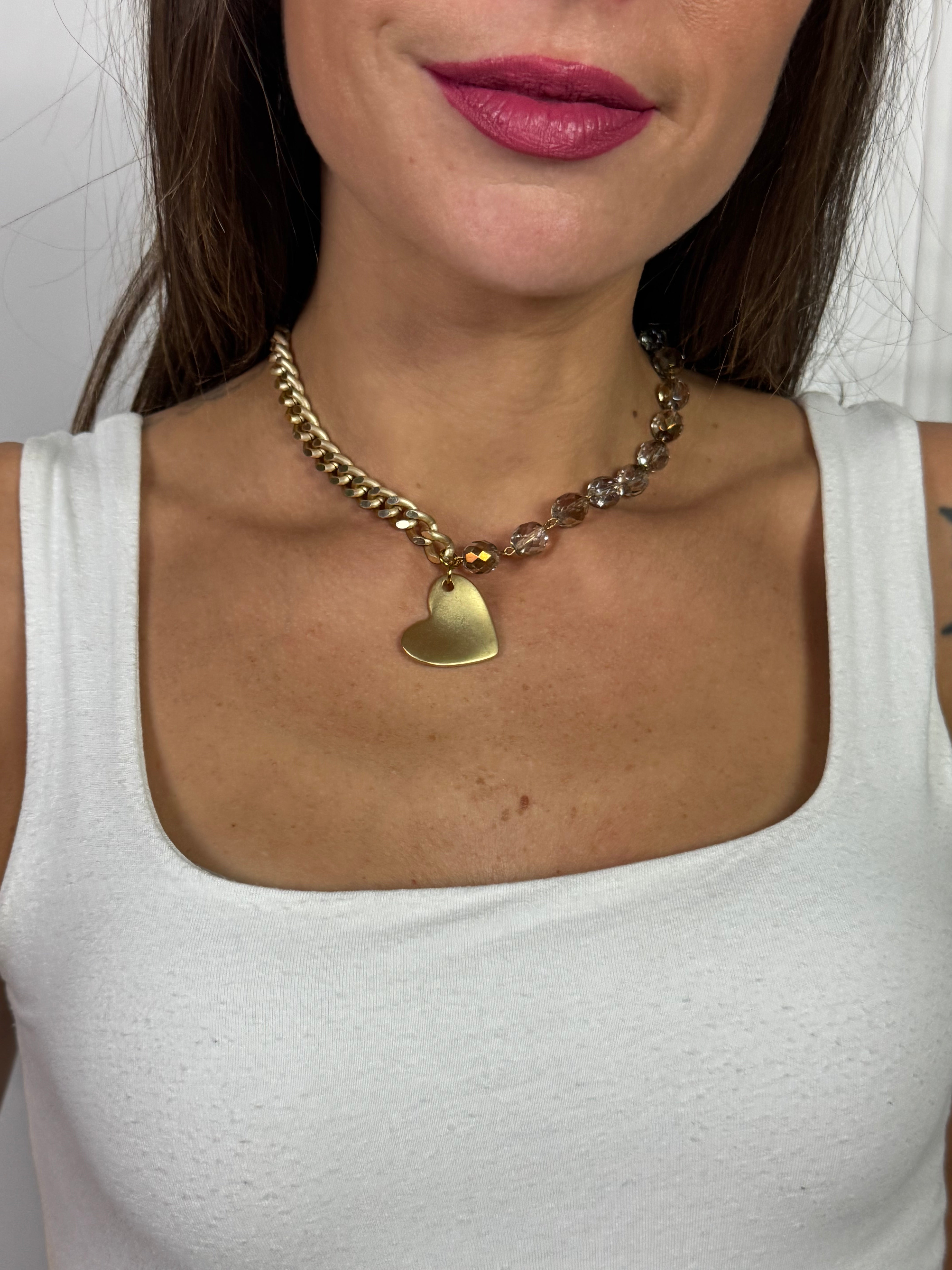 Collana / Bracciale FRANCESCA CORTA Momi - ORO - CUORE - TRASPARENTE SFUMATO