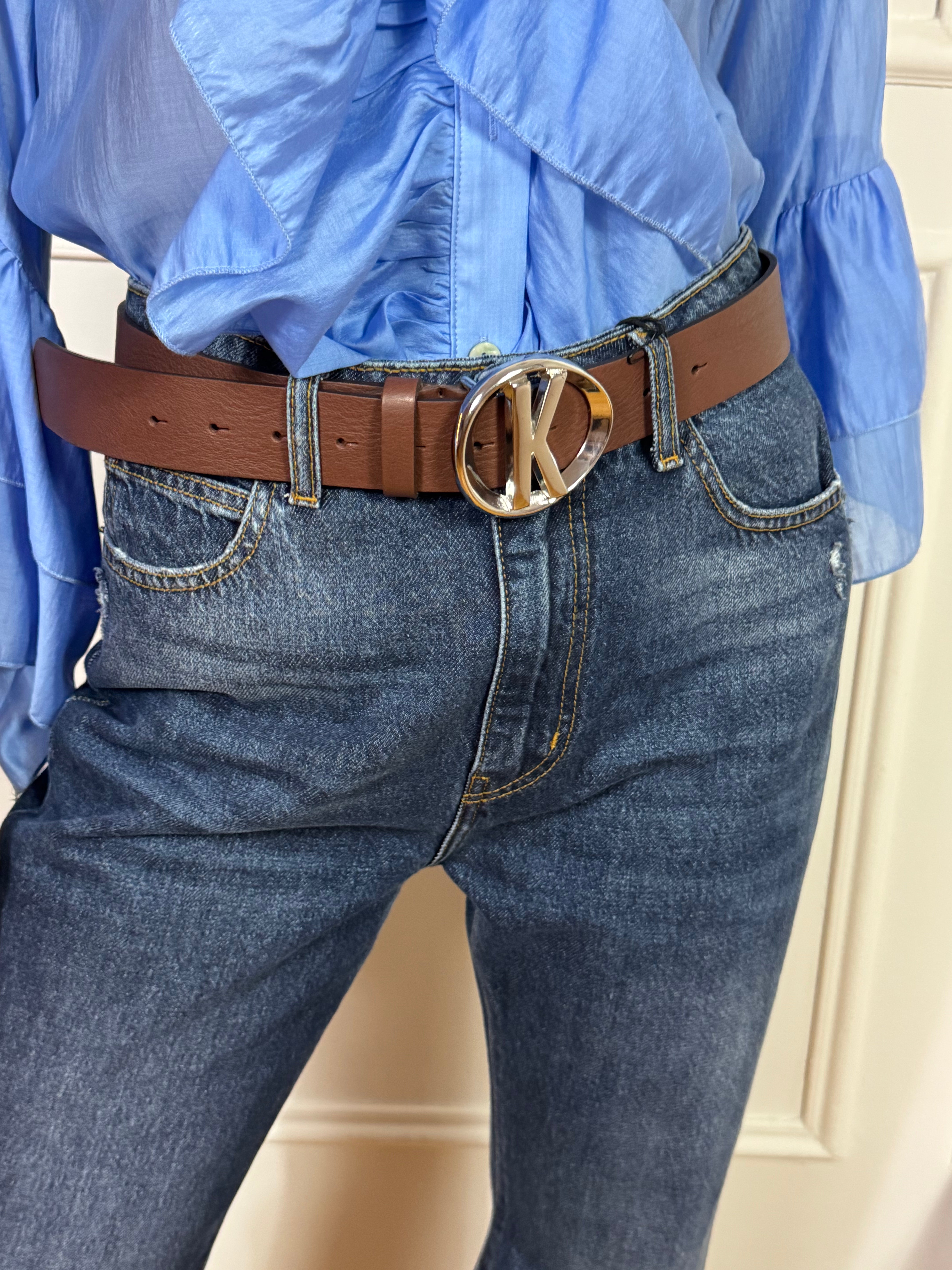 Cintura in pelle Kontatto con fibbia logo PELLE SEMPLICE