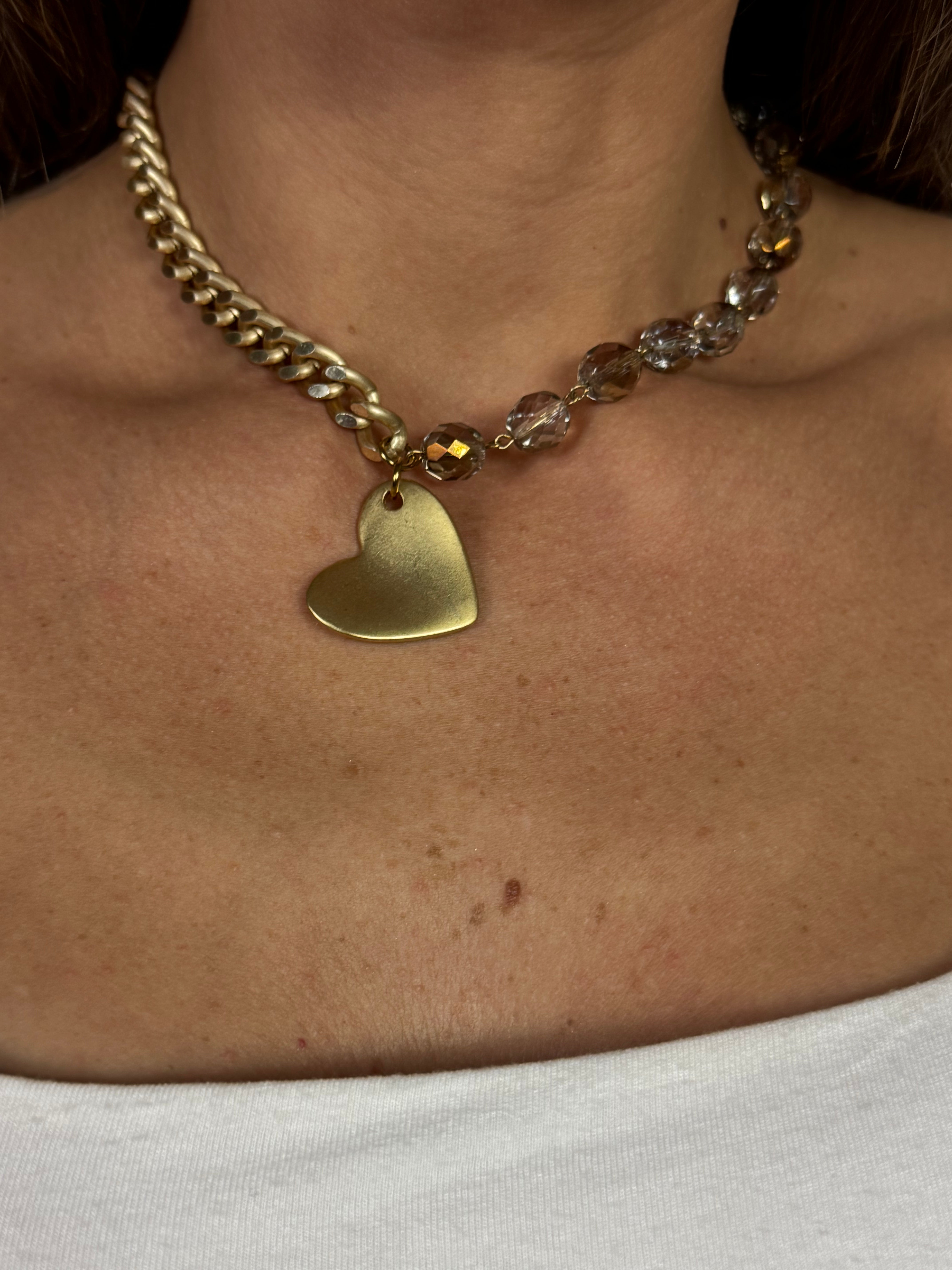 Collana / Bracciale FRANCESCA CORTA Momi - ORO - CUORE - TRASPARENTE SFUMATO