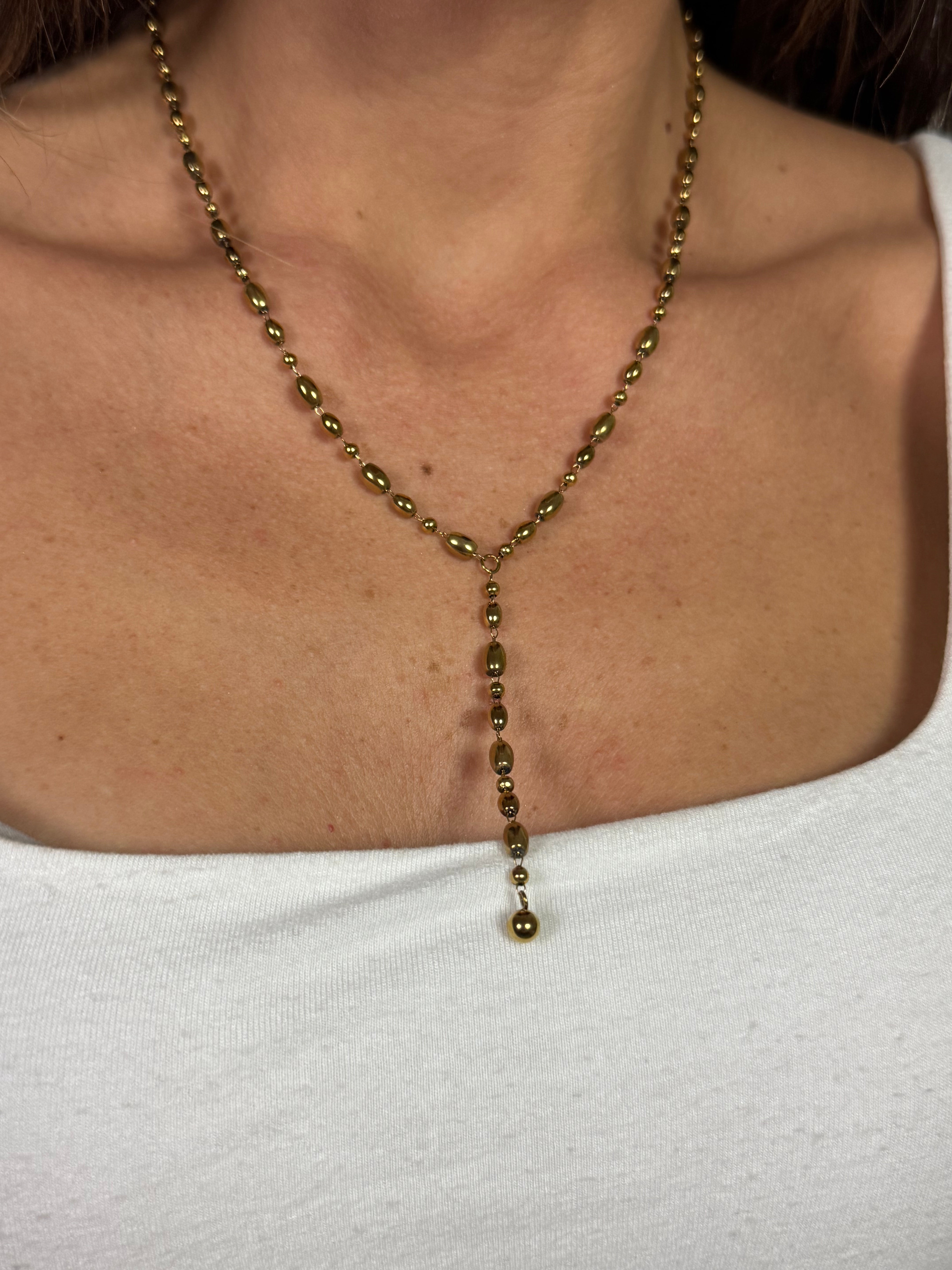 Collana Momi CHICCHI OVALI ORO PARTE PENDENTE