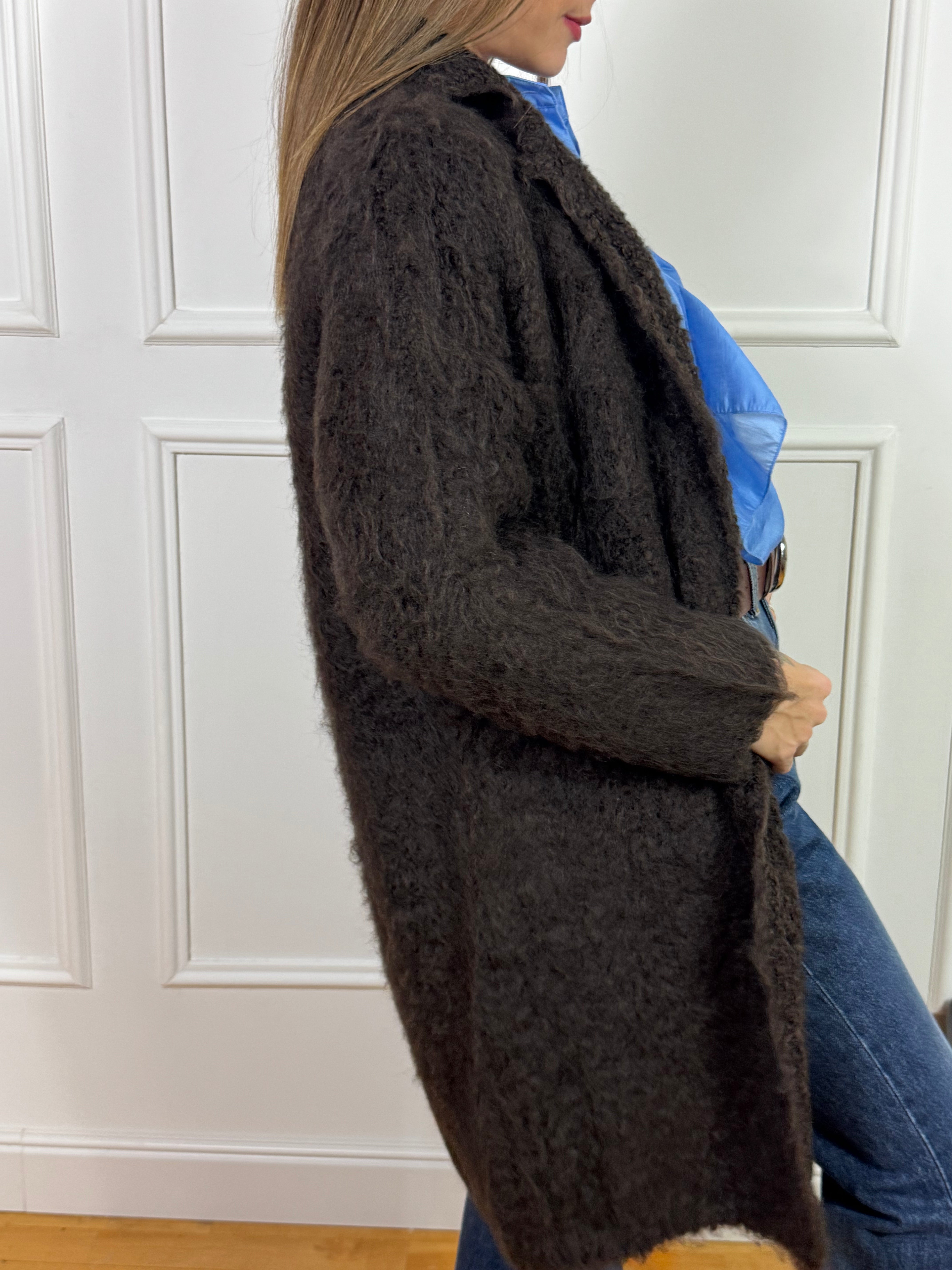 Cappottino misto mohair revers con bottoni Kontatto MANICA LUNGA