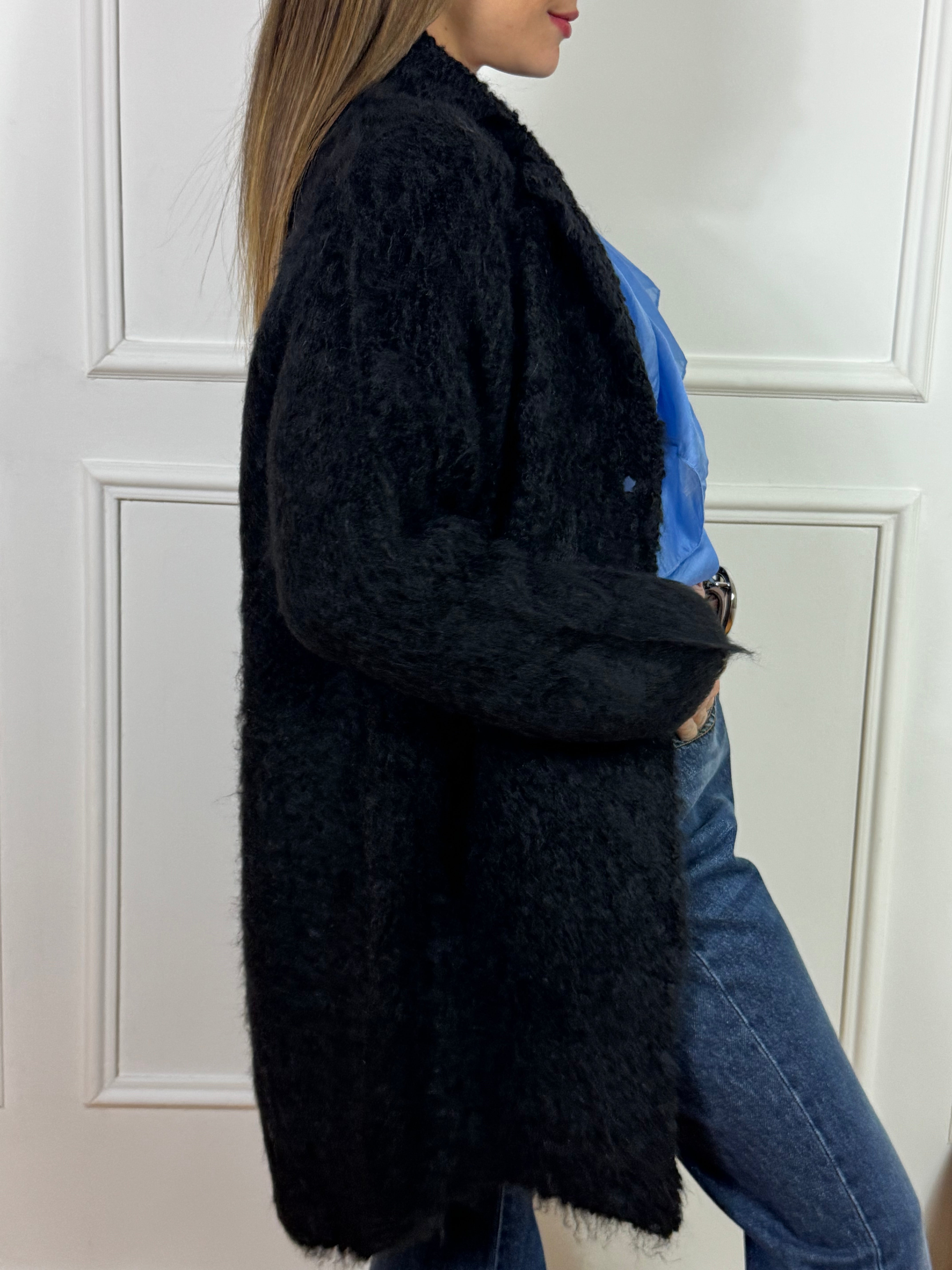 Cappottino misto mohair revers con bottoni Kontatto MANICA LUNGA