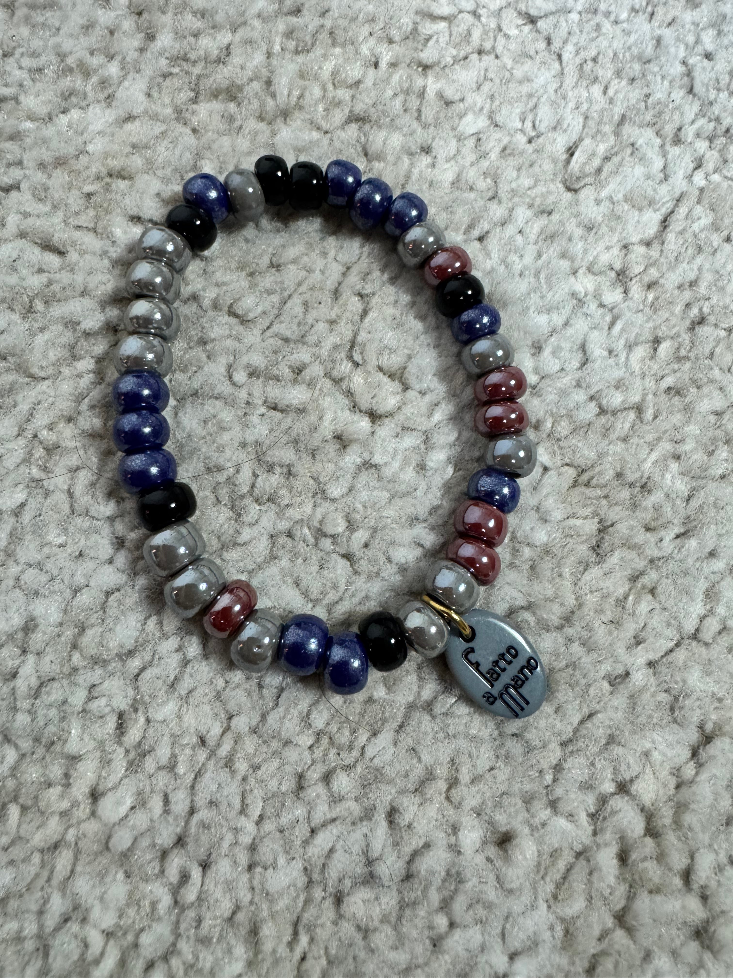 Bracciale Momi PERLE ASSORTITE BLU-GRIGIO-NERO-VINO