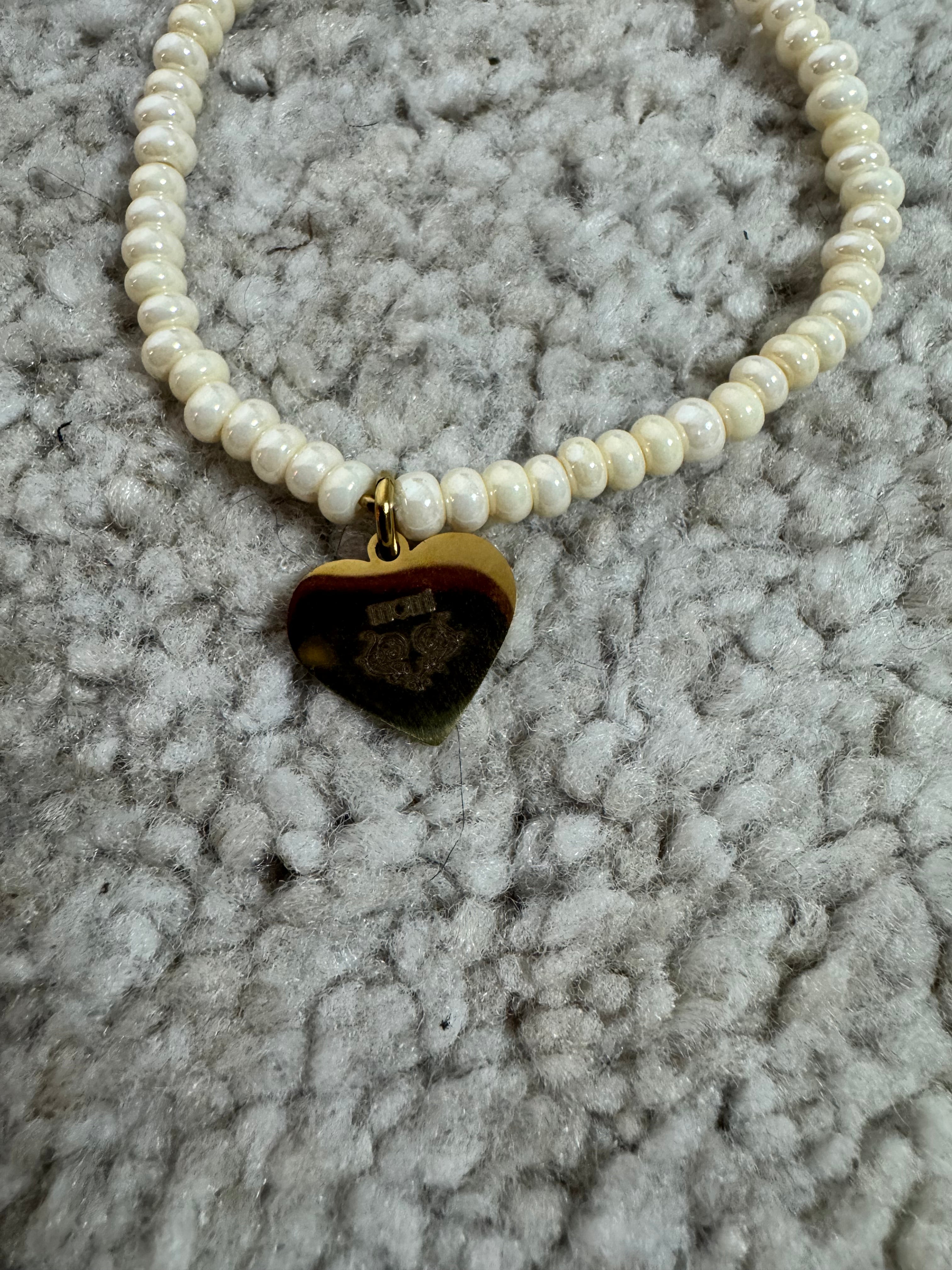 Bracciale sottile Momi ciondolo CUORE - PANNA