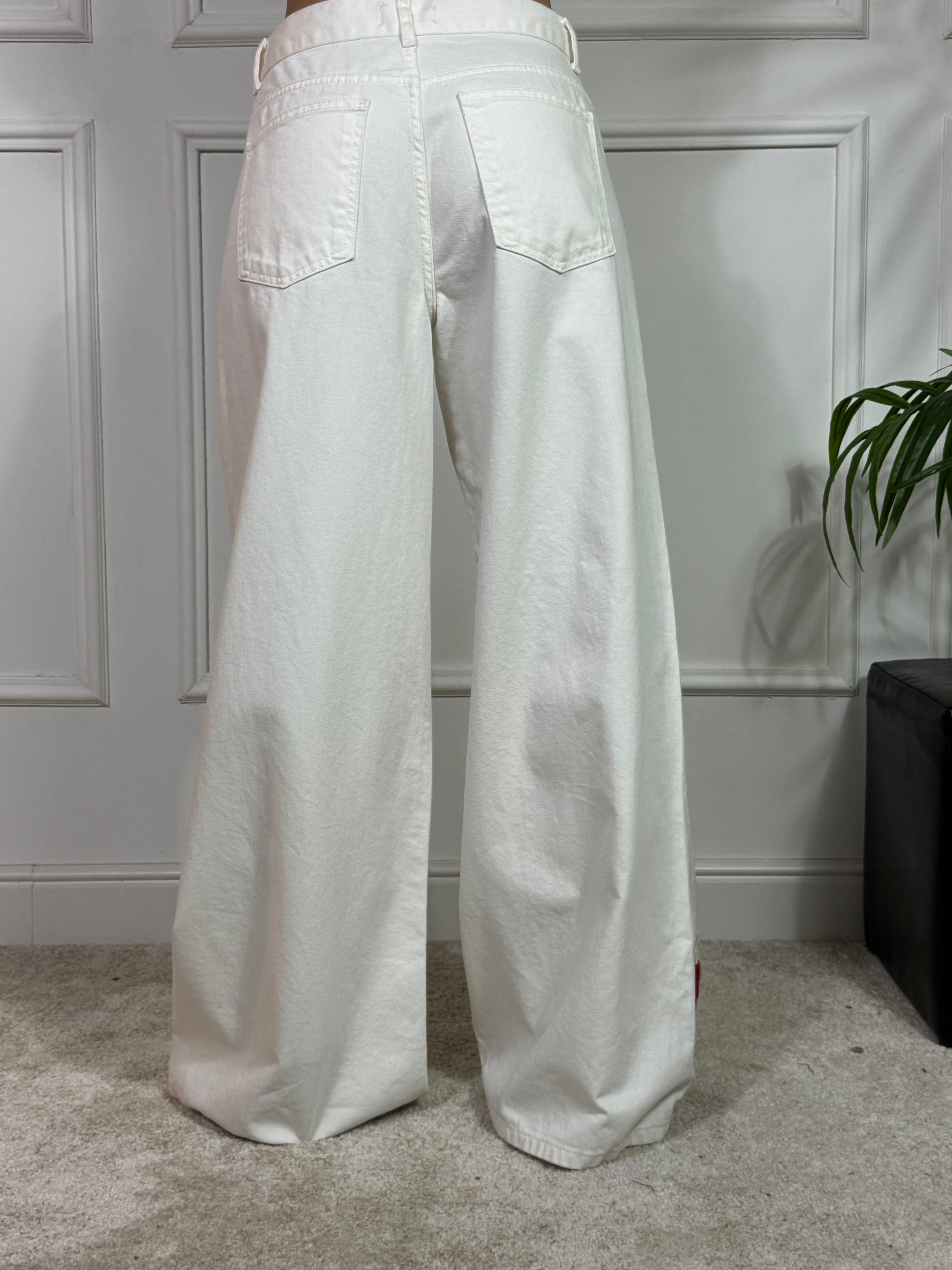 Jeans pantalone a PALAZZO Kontatto MAXI RICAMI COLORATI