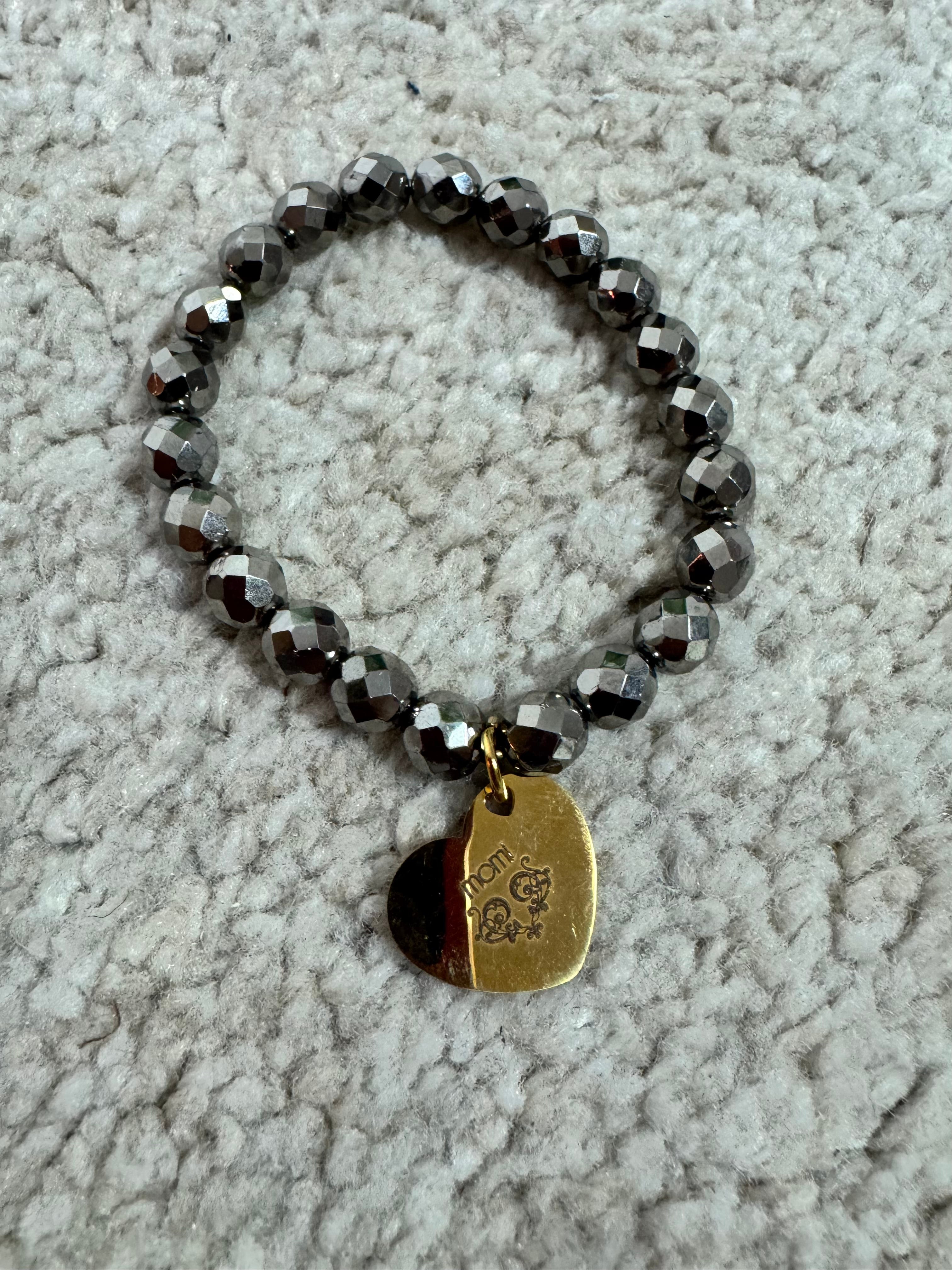 BRACCIALE Momi - CUORE LISCIO - GRIGIO PIOMBO CROMO