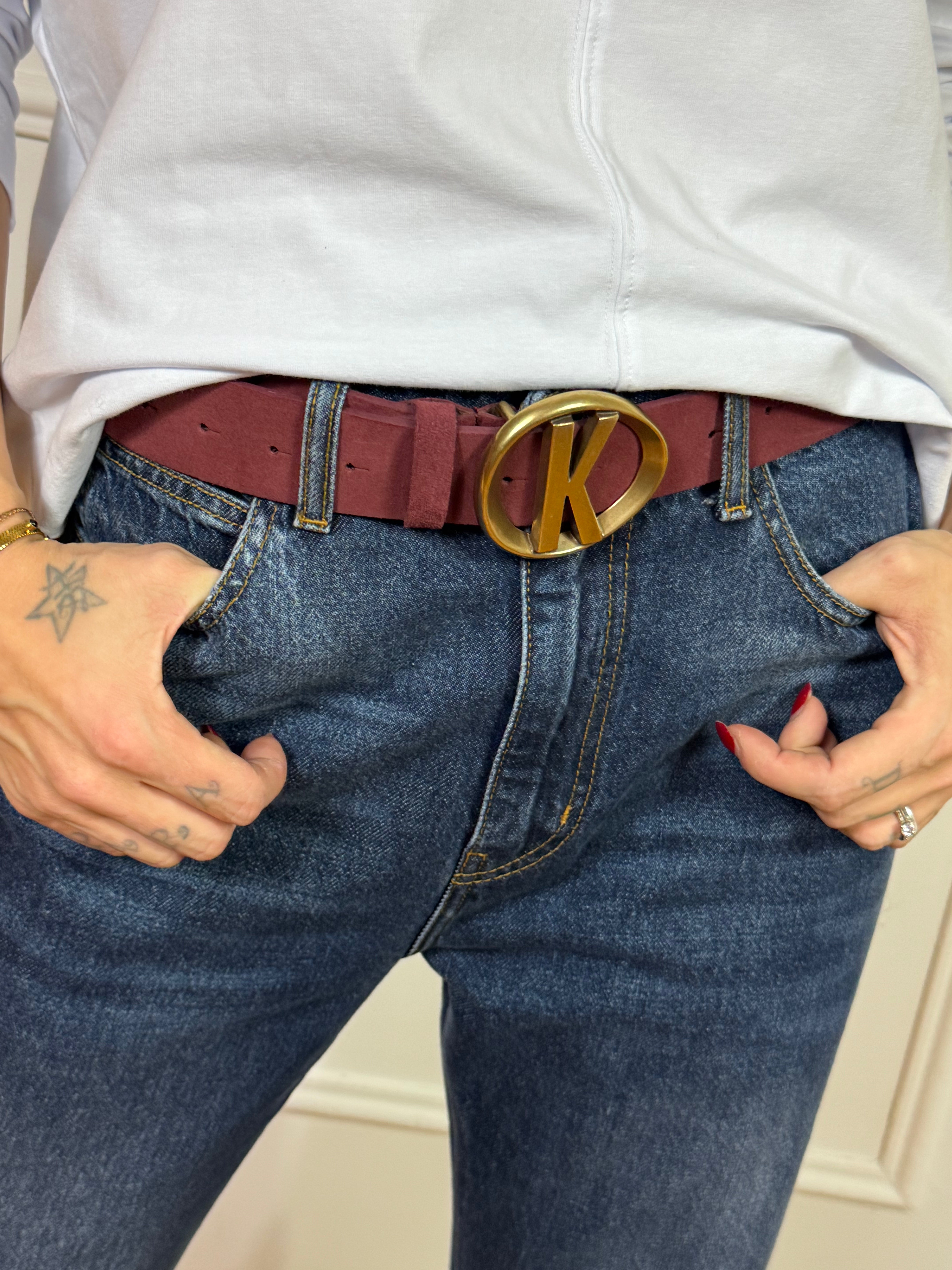 Cintura in pelle Kontatto con fibbia logo PELLE SUEDE