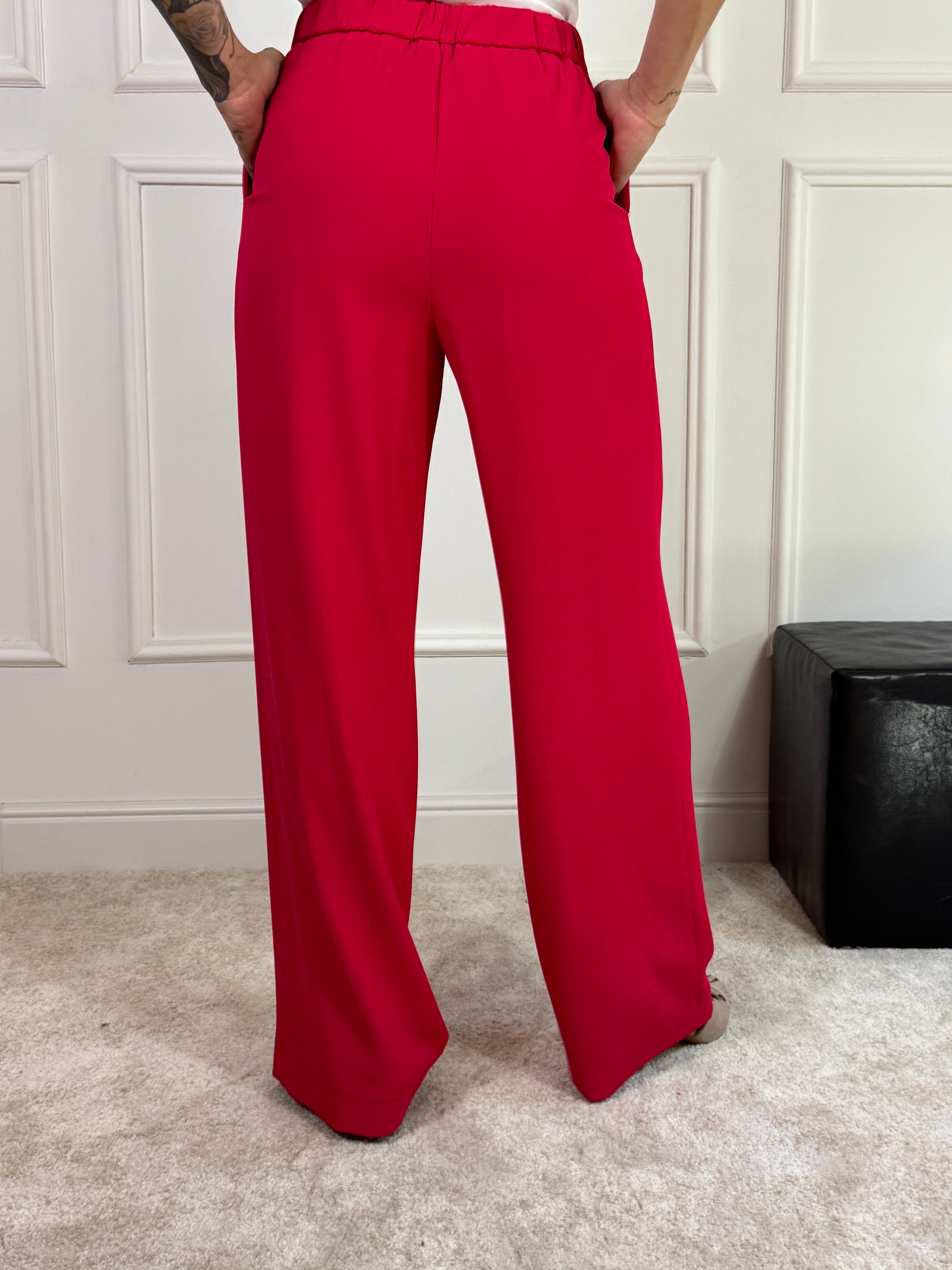Completo tailleur KONTATTO giacca con cintura e pantalone palazzo