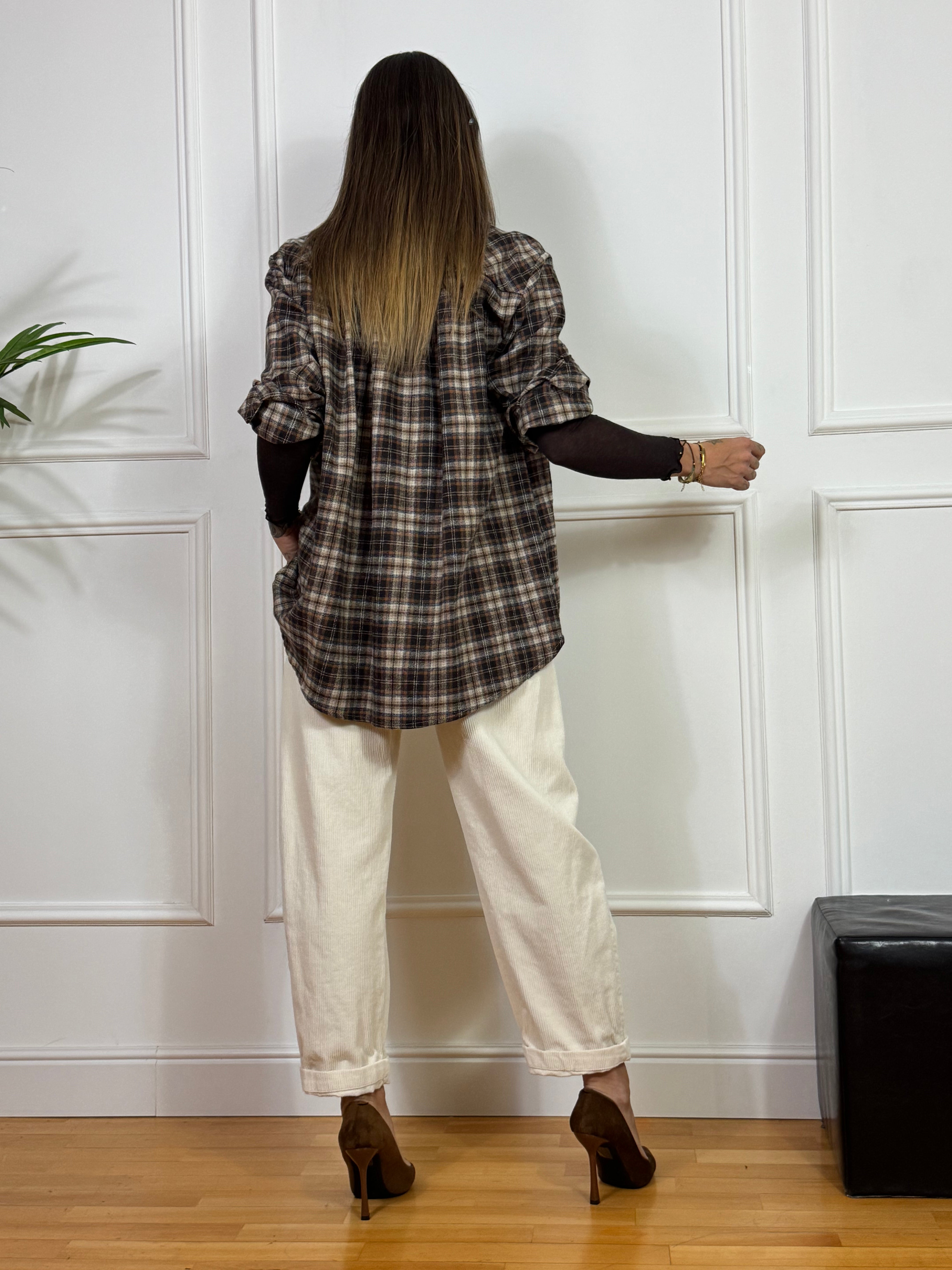 Camicia Kikisix scozzese con patch