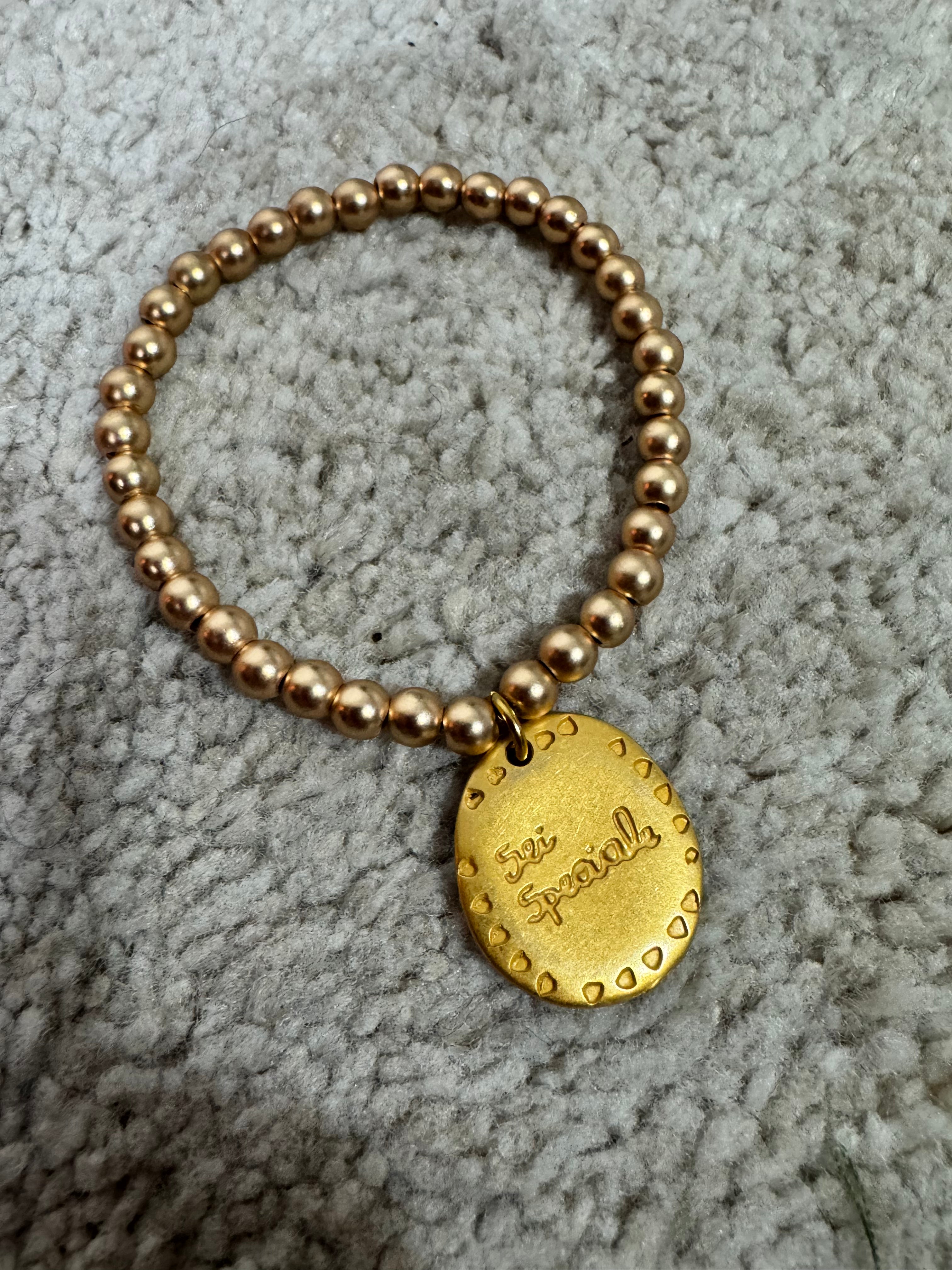 Bracciale perle oro OPACO - ciondolo SEI SPECIALE