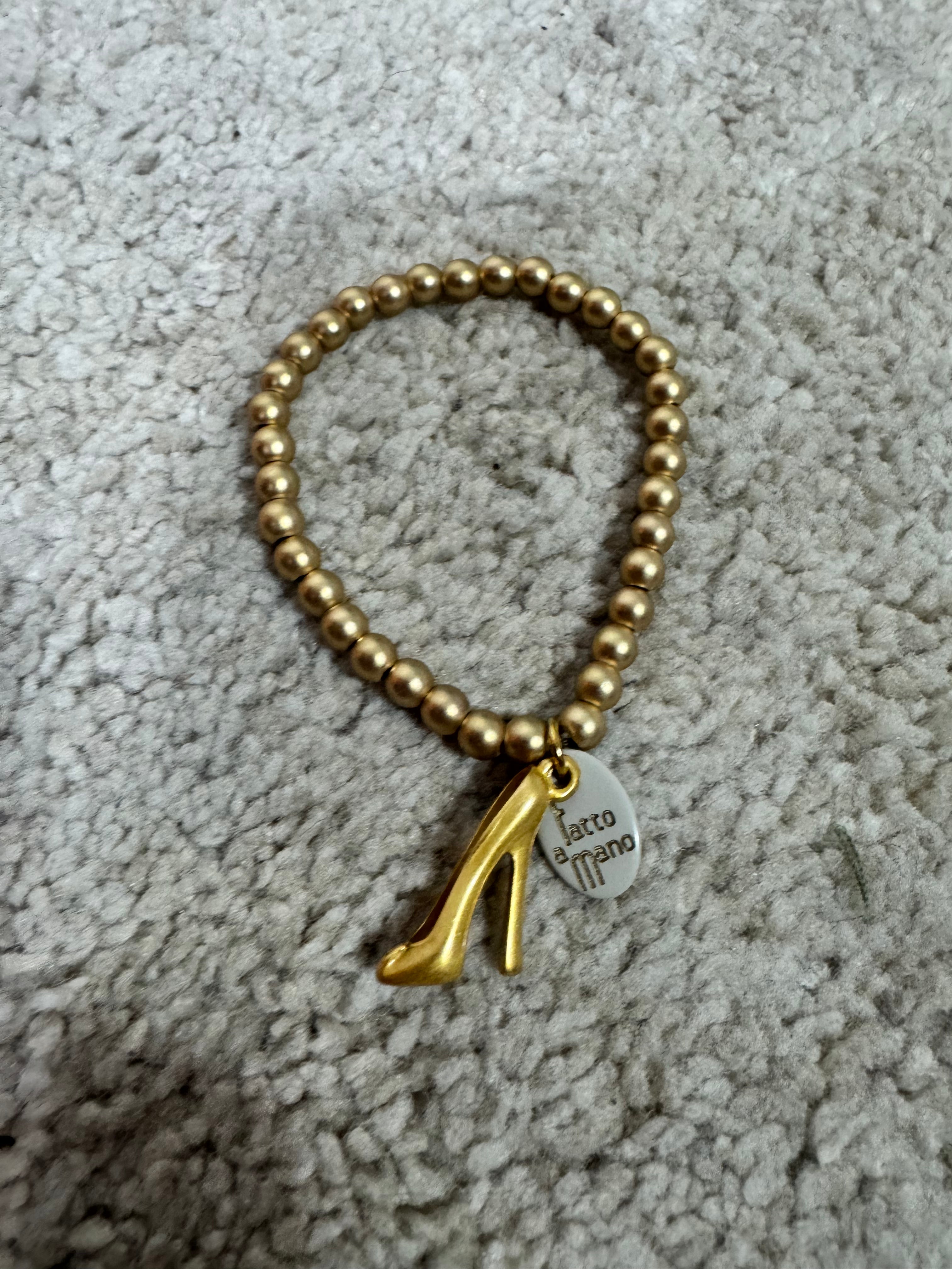 Bracciale perle oro OPACO - ciondolo SCARPA