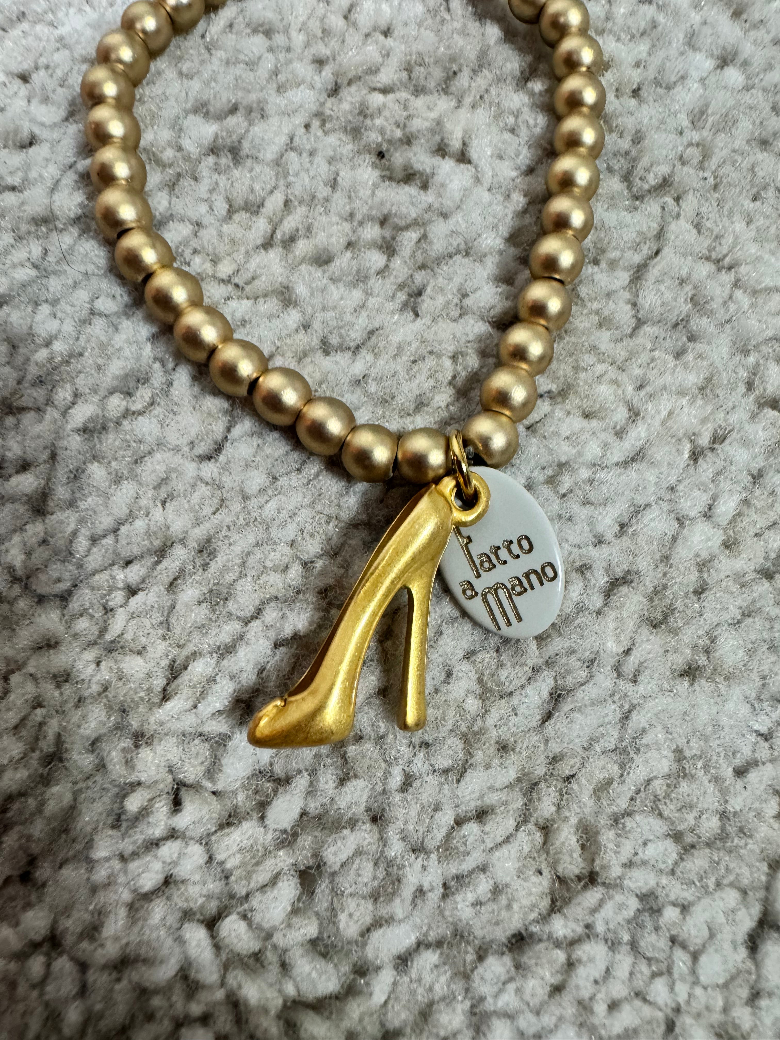 Bracciale perle oro OPACO - ciondolo SCARPA