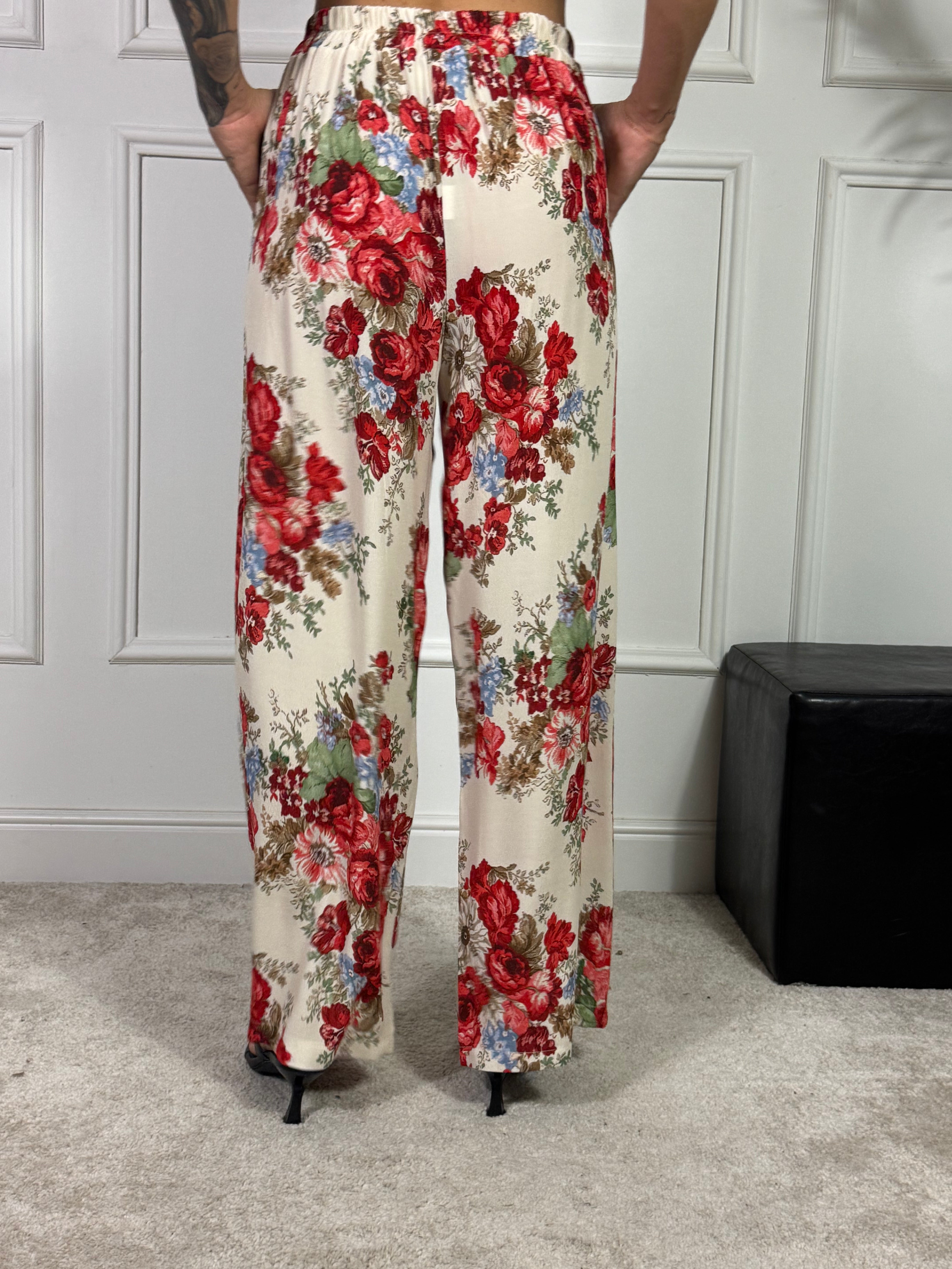 Pantalone Kikisix stampa ROSE ROSSE