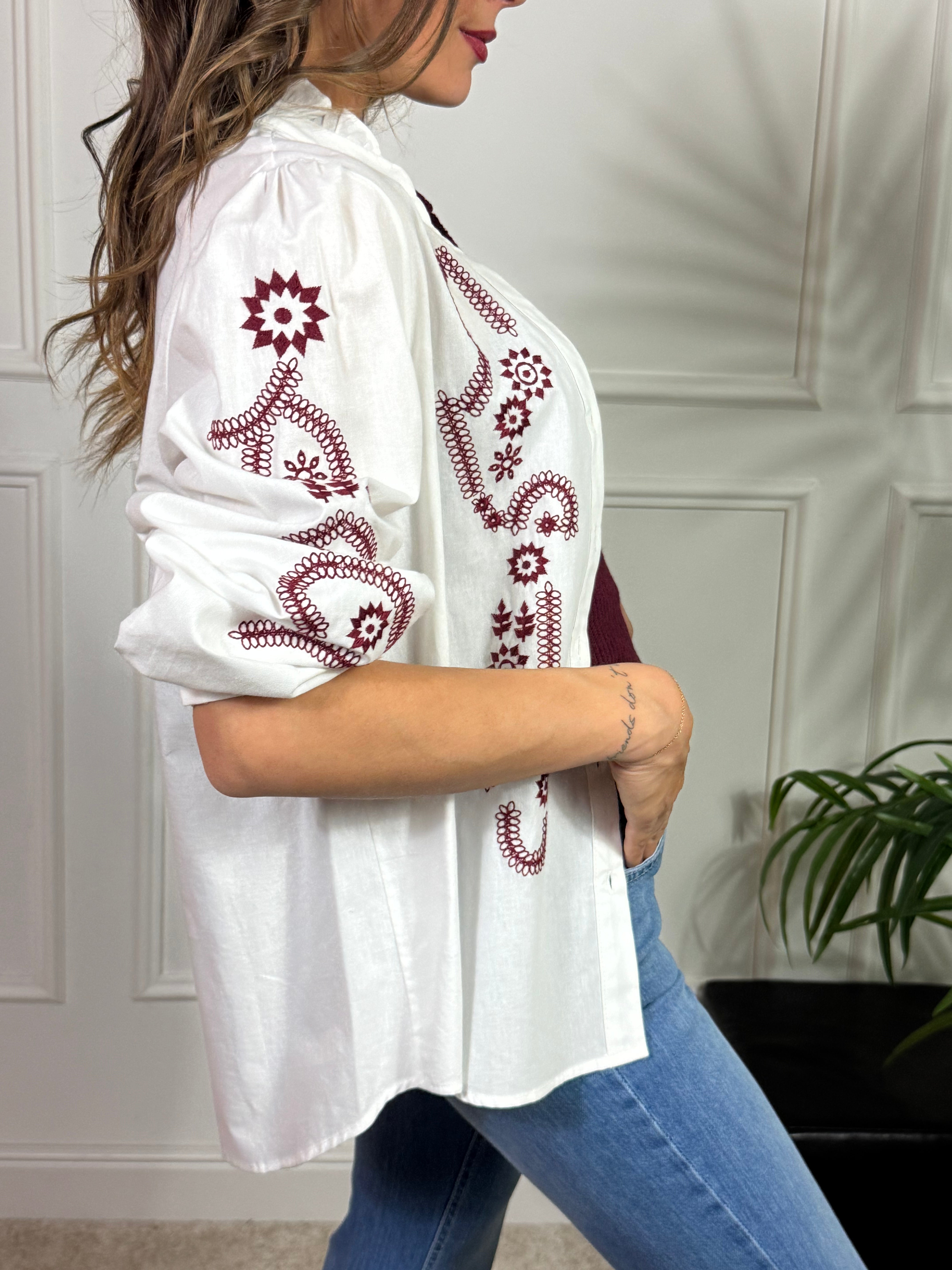 CAMICIA Kontatto RICAMI BORDEAUX